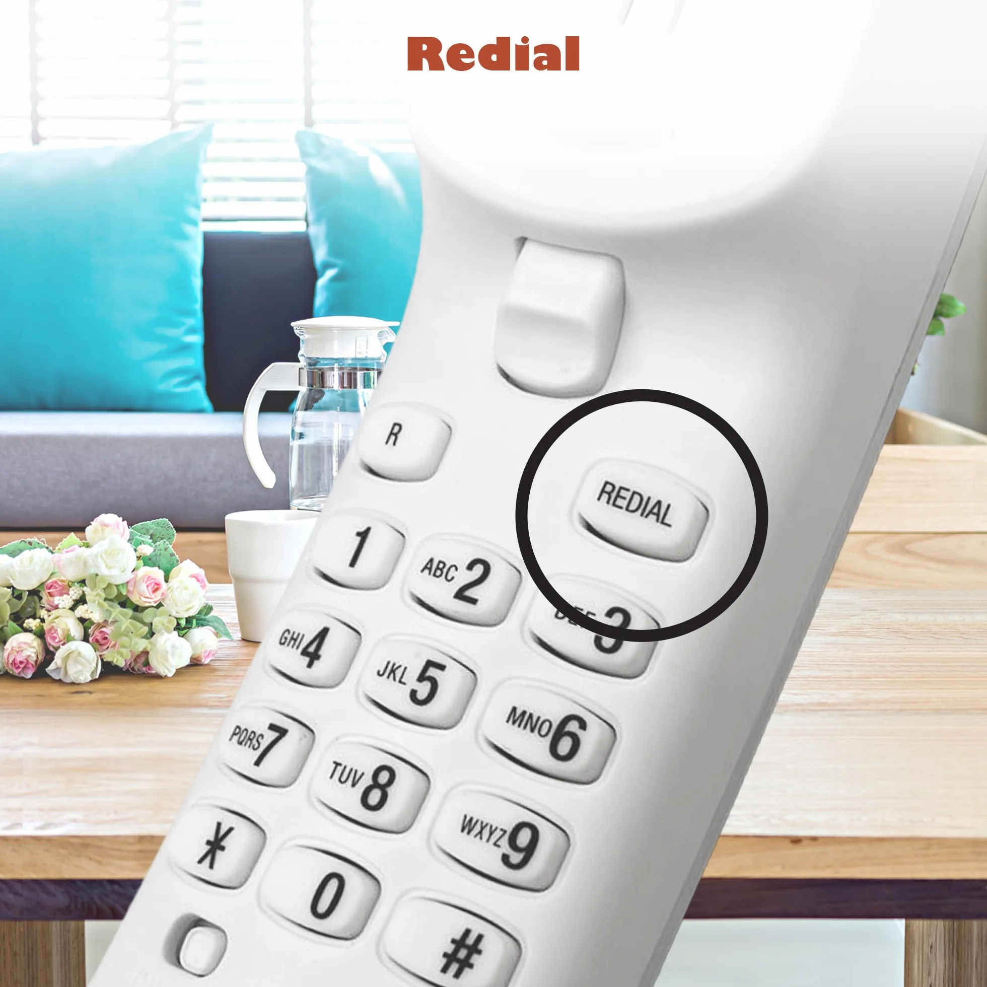 VTech CD1100 Téléphone Filaire Fixe Mural avec Touche de Recomposition, Contrôle Sonnerie et Volume