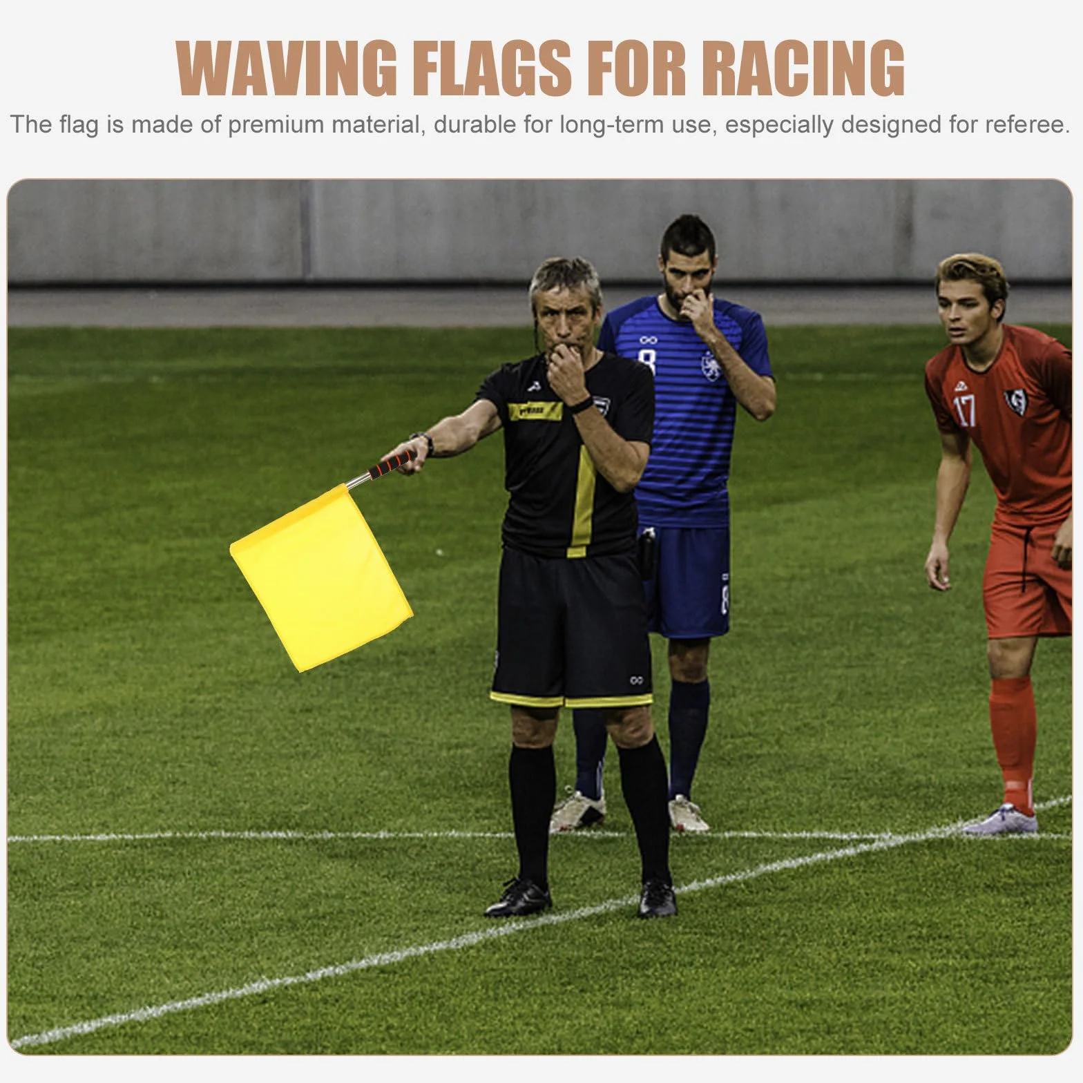 Amosfun Drapeau Jaune de Signalisation pour Arbitre Football Plein Air