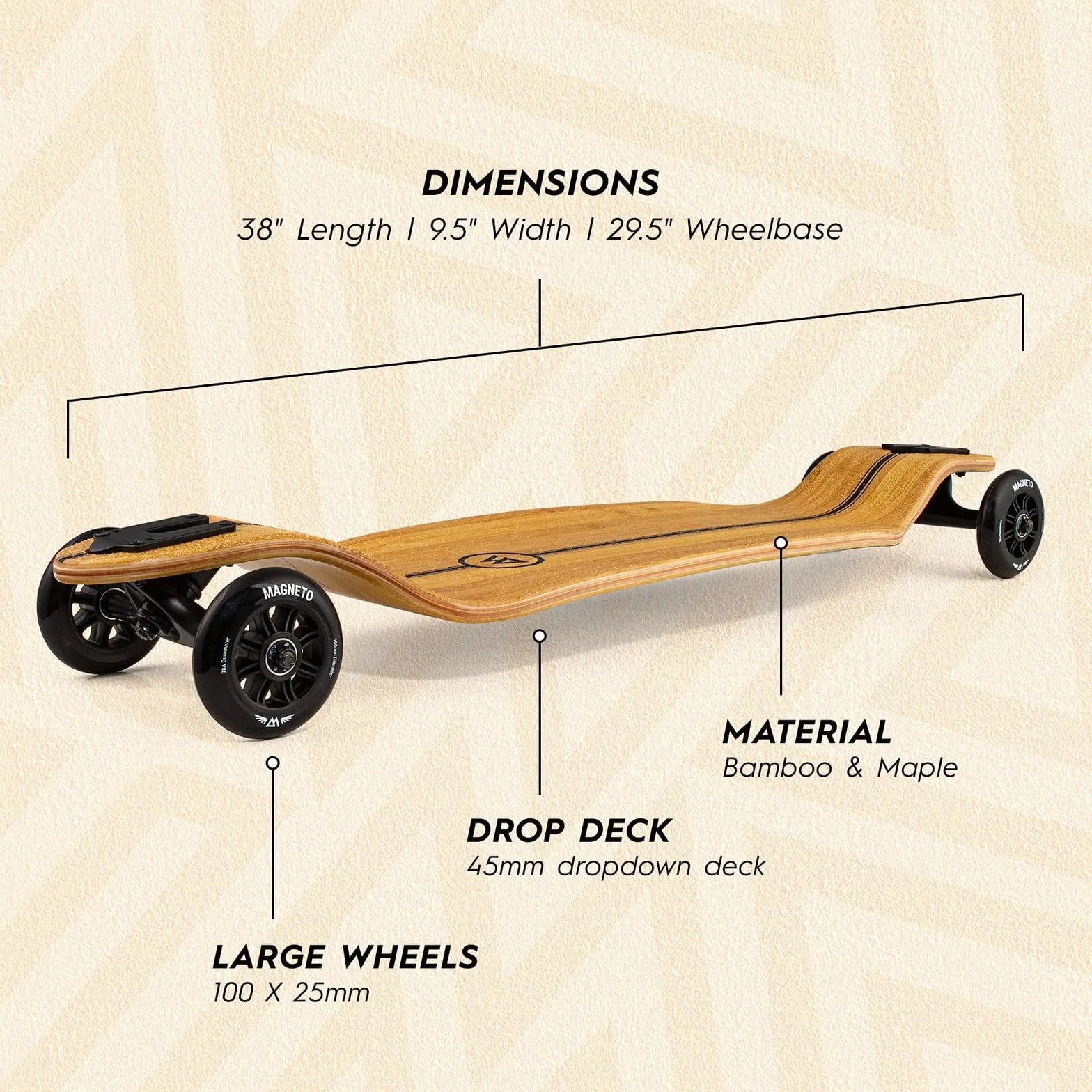 Longboard Bambou Noyau Dur Érable Roues 100 mm Glider Collection