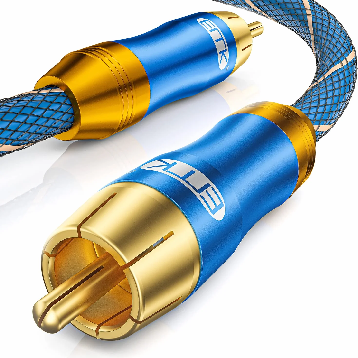 EMK Câble de Subwoofer, Câble Coaxial Numérique Cinch Câble Audio Plaqué or RCA pour Subwoofer, Récepteur AV, Amplificateur, Home Cinéma (Mâle à Mâle Câble Coaxial, 6Ft/2M)