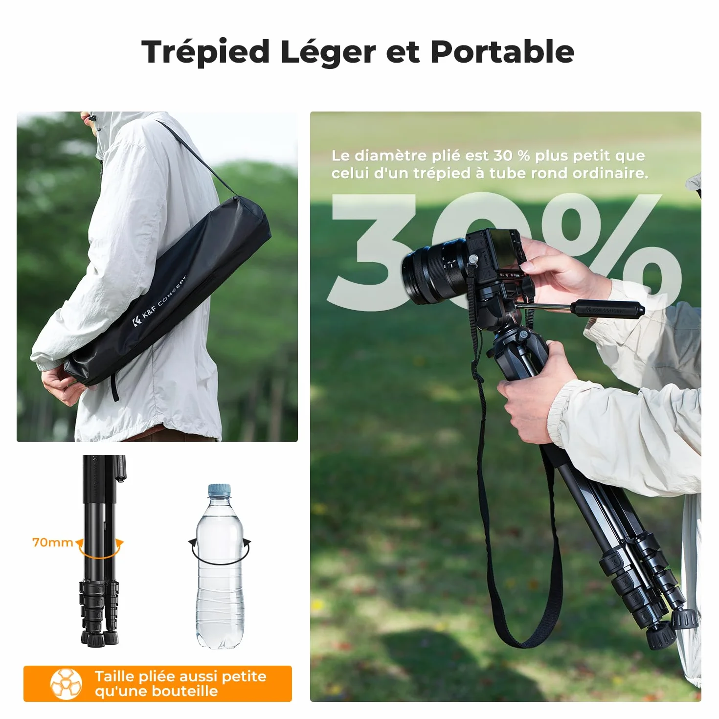 Trépied Appareil Photo pour Smartphone 190cm, K&F CONCEPT S255A3+BV01 Trépied Caméra avec Clip de Téléphone, pour DSLR Nikon Canon Sony, iPhone, Samsung, Tête Pan Amovible, Télécommande Bluetooth