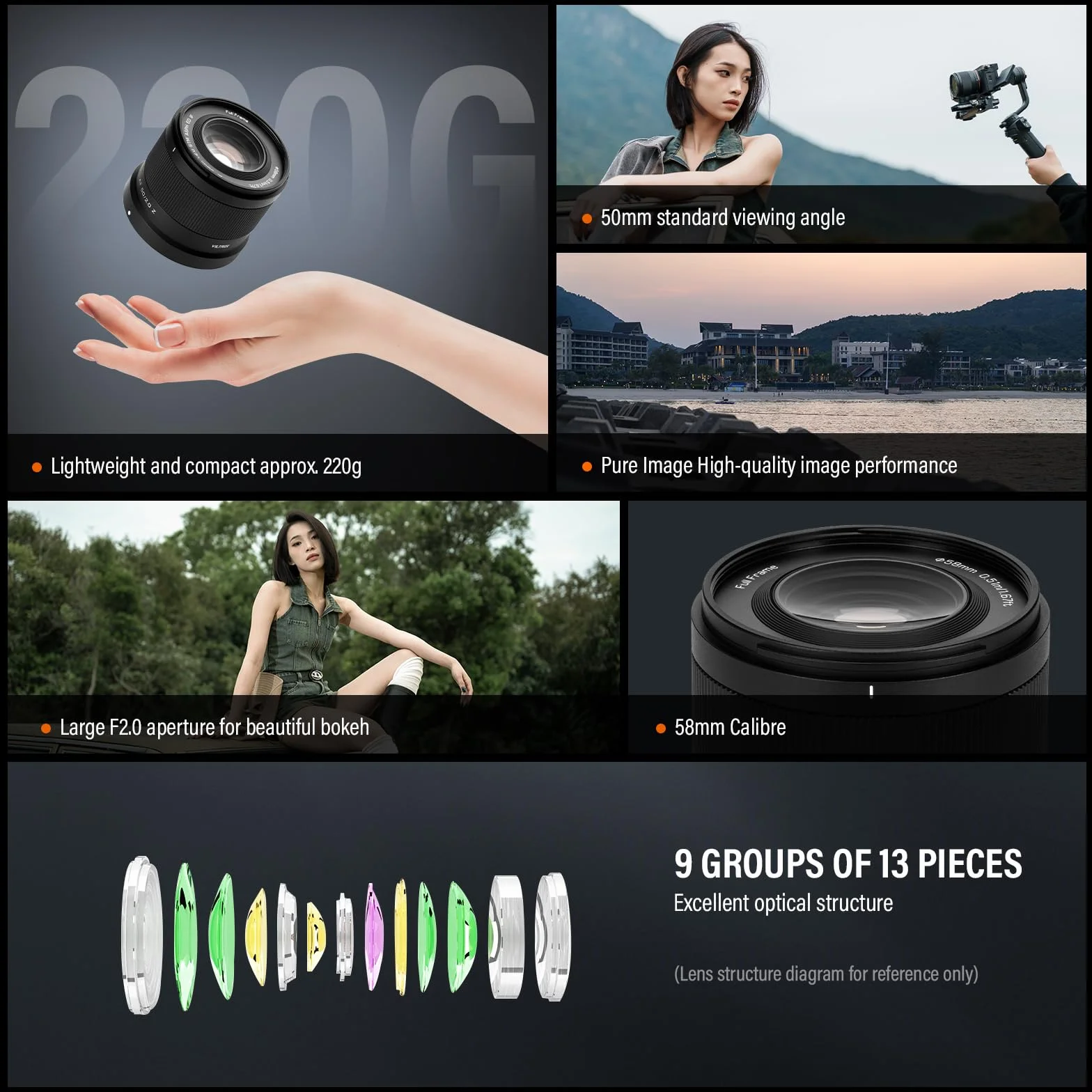 VILTROX 50mm F2.0 Plein Cadre Objectifs Autofocus STM pour Nikon Z Mount Camera Lenses Objectifs compatibles avec Nikon Z9 Z8 Z7 Z6 Z5 Z50 Z30 ZFC