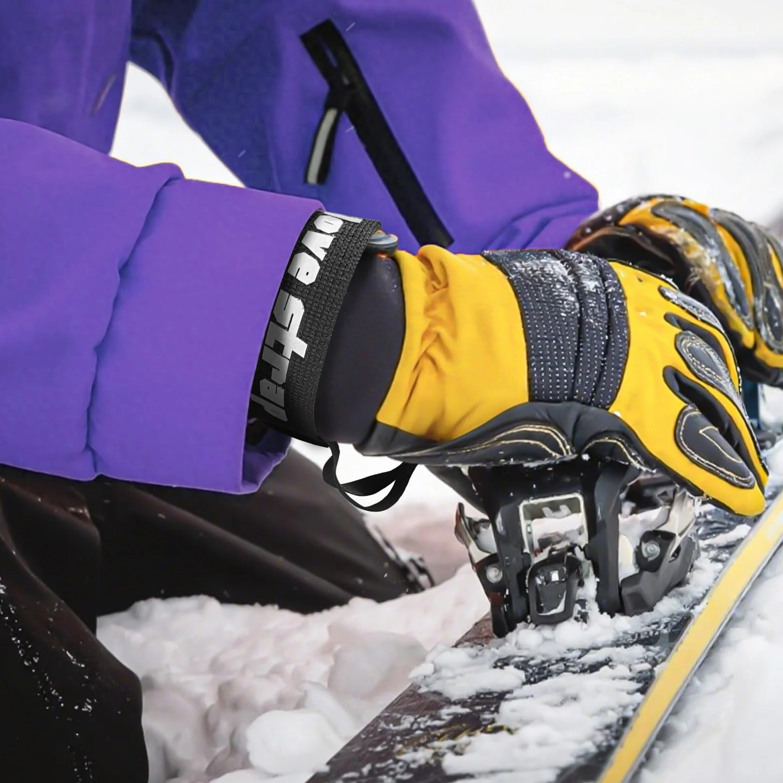 Laisse pour Gants de Ski, Sangle de Sécurité Élastique Réglable, Accessoires de Ski (Noir) 4 Pièces