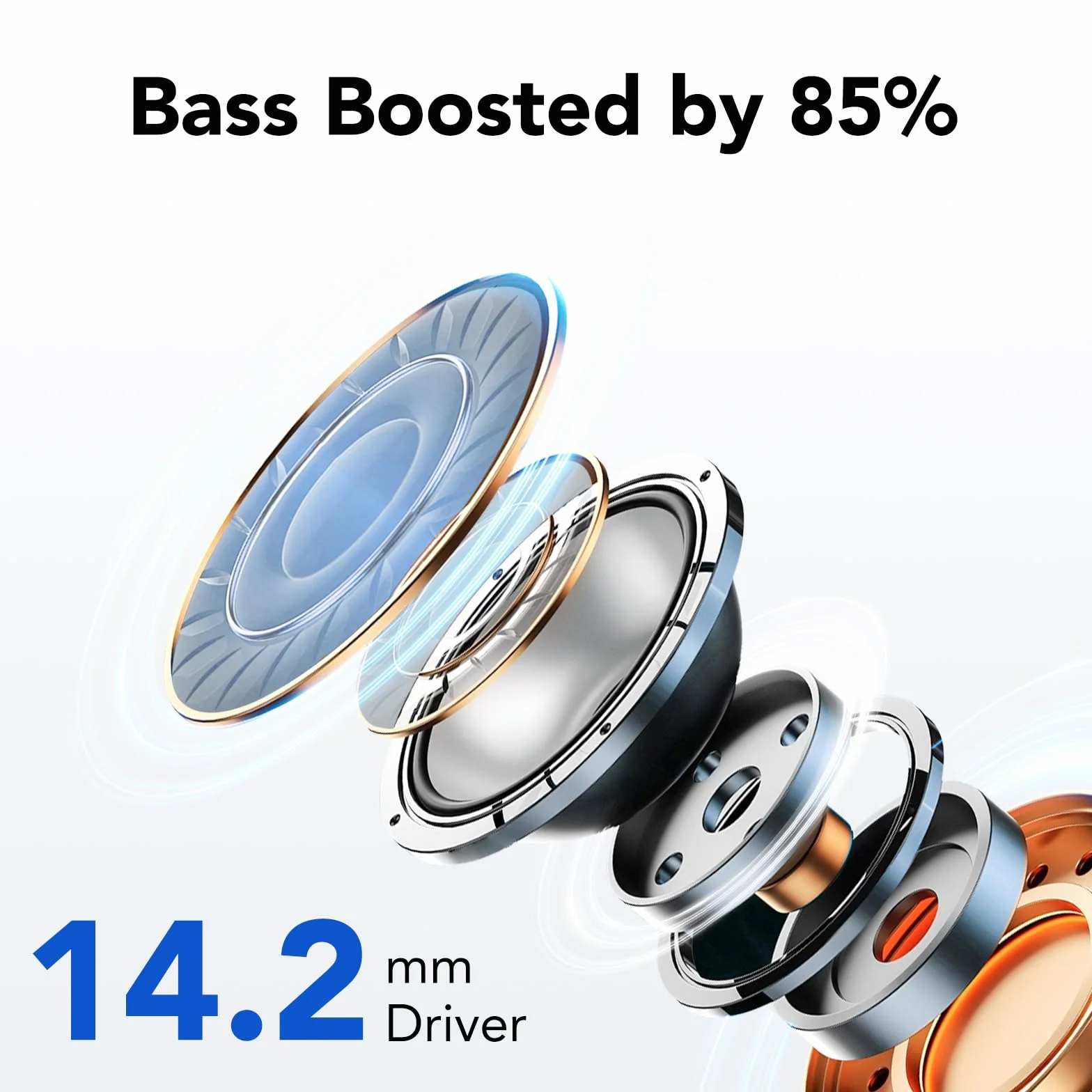 IKT Ecouteurs Bluetooth sans Fil, Écouteurs Bluetooth 5.3, 50 Heures Contrôle Tactile, 4 ENC Appel Réduction Antibruit Mic, Basses Profondes, Ajustement Confortable, IPX7 Étanche Casque（Noir）