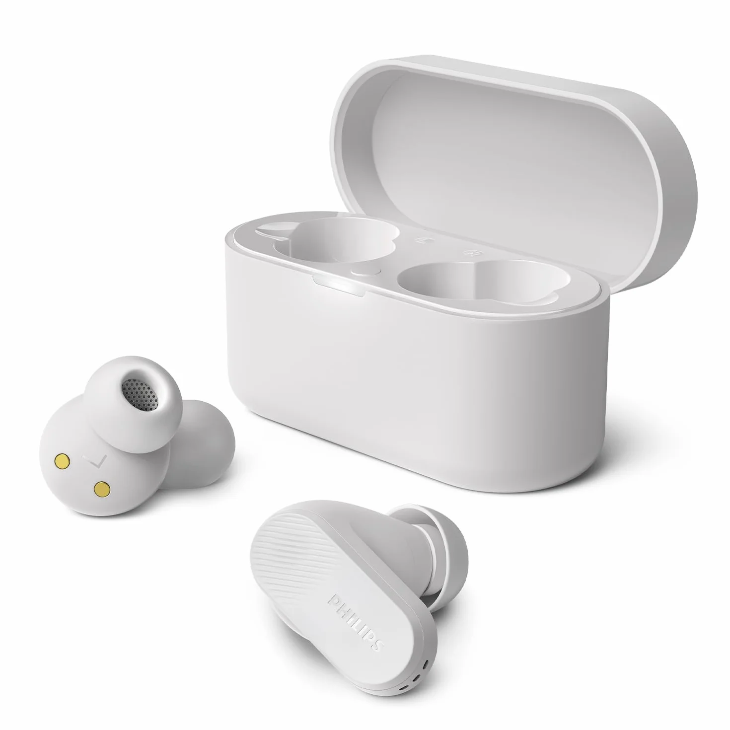 Philips TAT3509WT écouteurs Intra-Auriculaires sans Fil - Casque antibruit, Son Naturel avec Basses dynamiques, appels clairs et étui de Chargement de Poche - Blanc