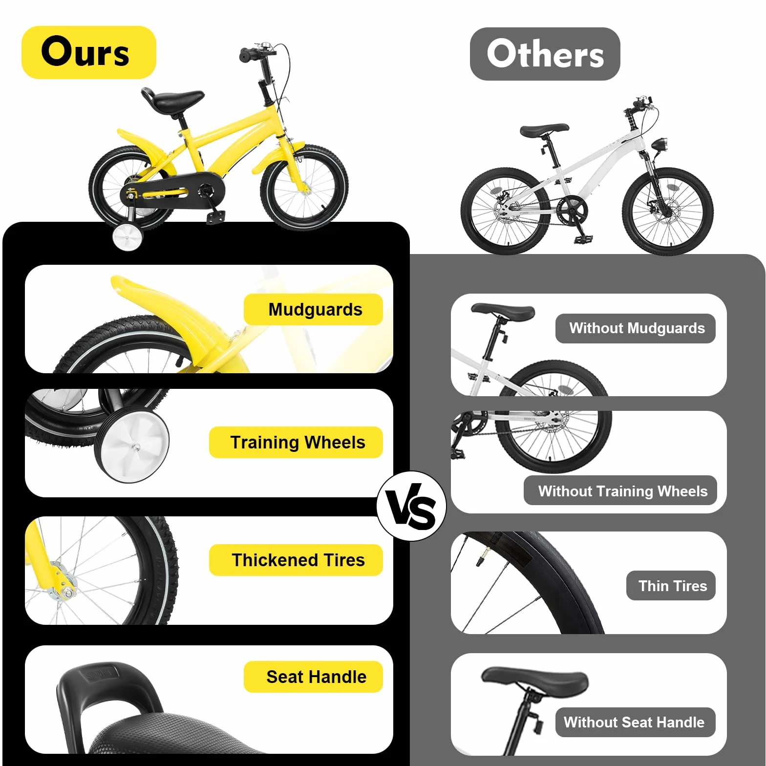 Vélo enfant 14 pouces roues stabilisatrices béquille siège réglable 55-66 cm