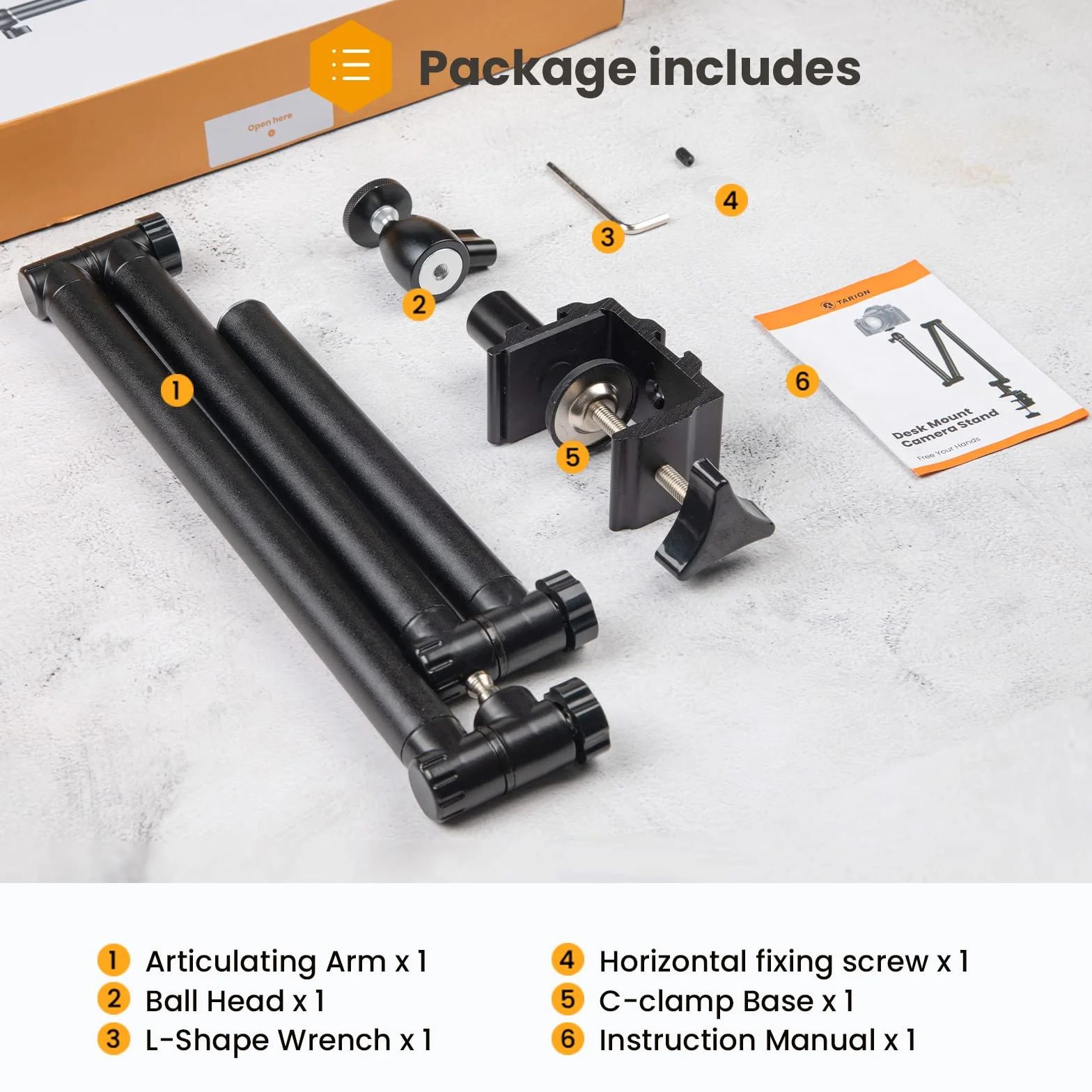 TARION Support de Bureau pour Appareil Photo trépied aérien Bras articulé Flexible à 360° avec vis 3/8' et vis 3/8' à 1/4' Reflex numériques Projecteur Ring Light TKB01