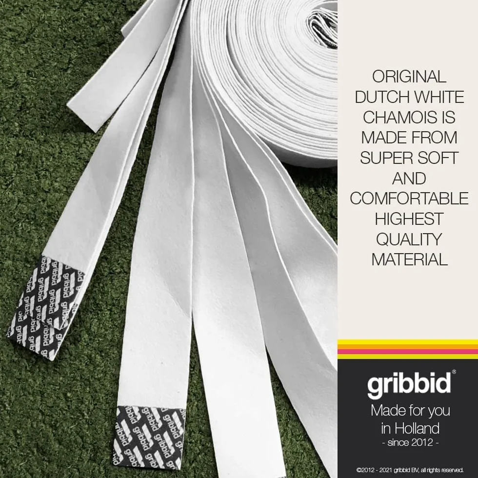 The Original Dutch Chamois Hockey Grip, Doux et Absorbant, Blanc ou Jaune, Multipack ou 1-Pack
