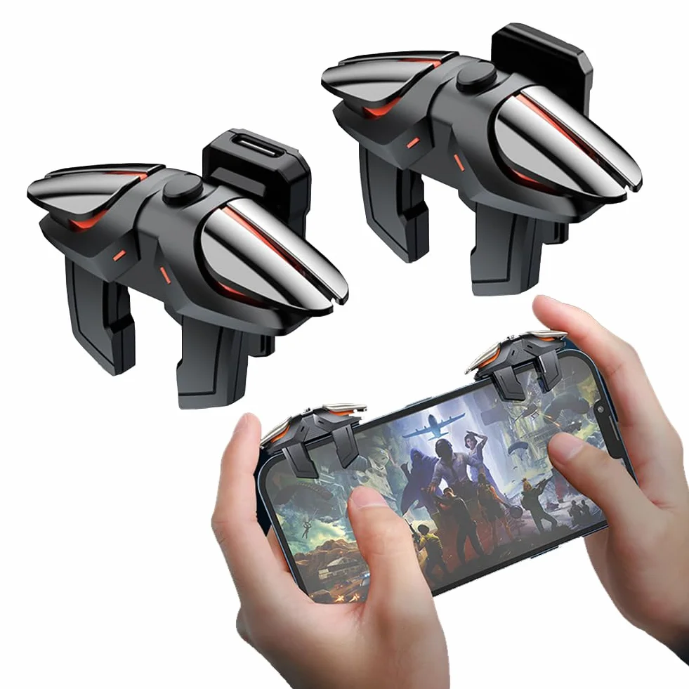 Contrôleur de Jeu Gachette, Tir Rapide Clic à Haute Fréquence Automatique 5 Niveaux, L1R1 L2R2 Déclencheur Trigger Tirer Téléphone Portable Gamepad Joystick pour PUBG Mobile Android et iOS