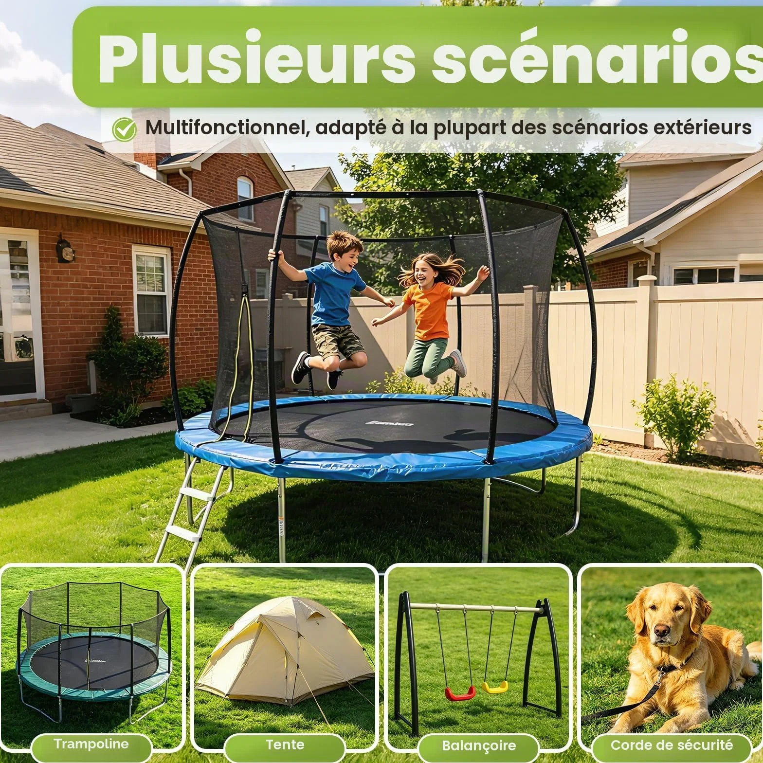 Ancrage au Sol à Visser pour Tente Trampoline, Ensemble de 4 Ancrages Robustes Résiste aux Vents Forts