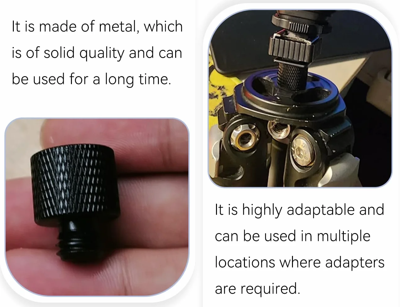 Adaptateur de Filetage 2 Pièces, Adaptateur de Pied de Microphone en Alliage d'Aluminium 3/8 vers 1/4 Pouce, Vis de Trépied 1/4 vers 3/8 Pouce, pour Pieds d'Éclairage d'Appareil Photo (Noir)
