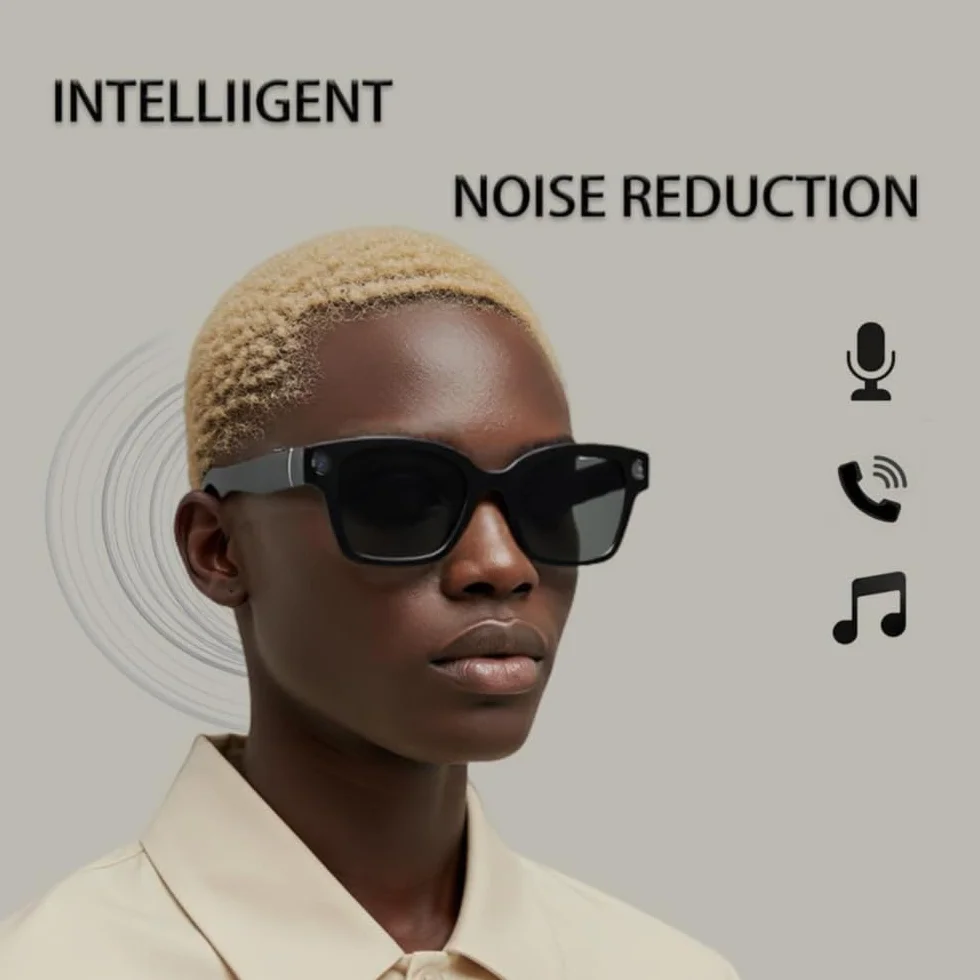 Watchily Lunettes connectées, Caméra Intégrée, ChatGPT – SmartView Pro - Verres Noirs et Transparents