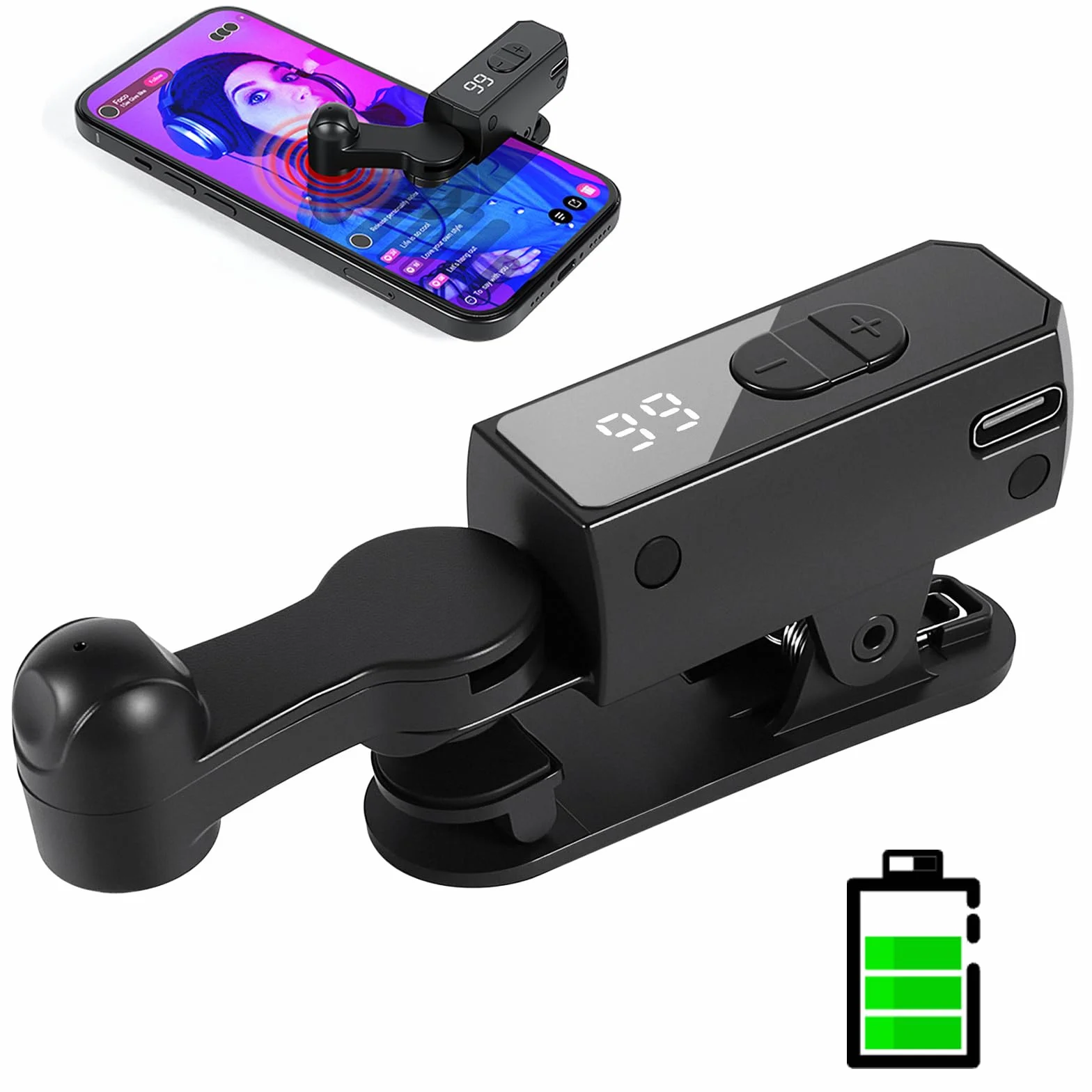 TikTok TikTok – Appareil tactile automatique avec 198 vitesses réglables, rechargeable, clic instantané pour likes en direct, tâches de réseaux sociaux (noir)