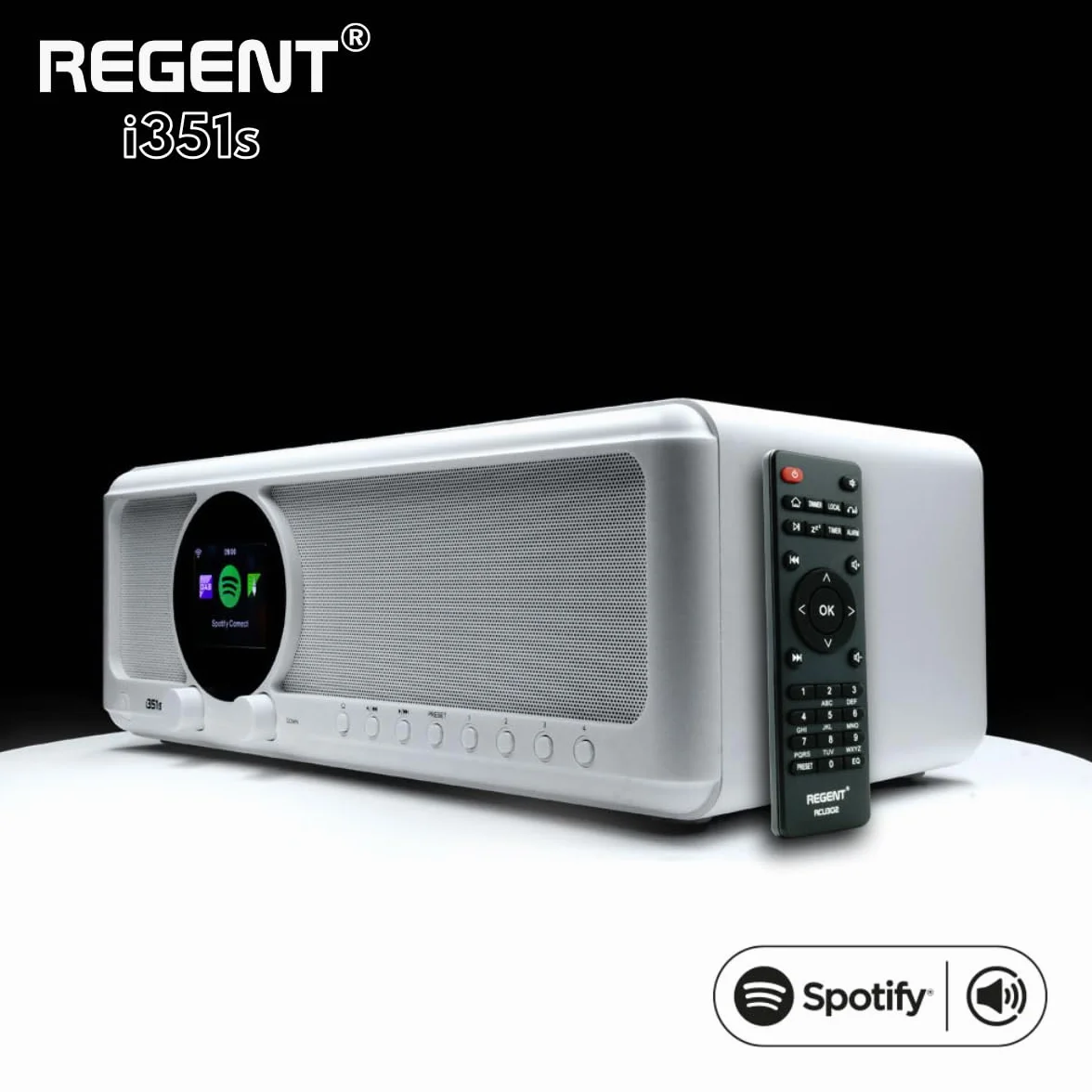 Ferguson – Radio Internet Dab+ Wi-FI – Regent i351s Spotify Connect/AUX/USB/Bluetooth – Poste Radio: Enceinte, Hi-FI, FM - Alarme Double, télécommande - Bluetooth Unique in/Out (Noir)