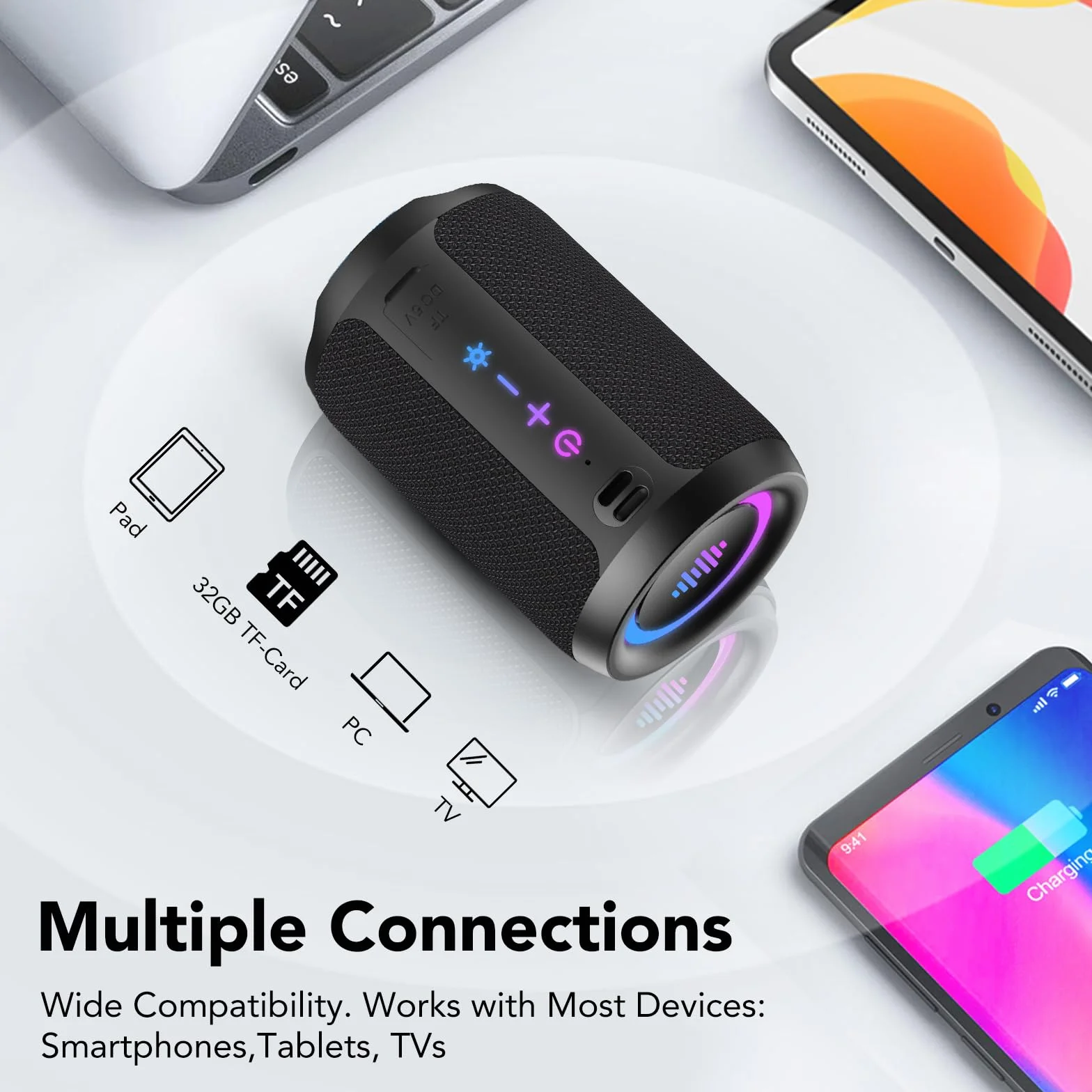 Enceinte Bluetooth 15W Puissante Bluetooth 5.4 IPX7 Autonomie 12 Heures Stéréo