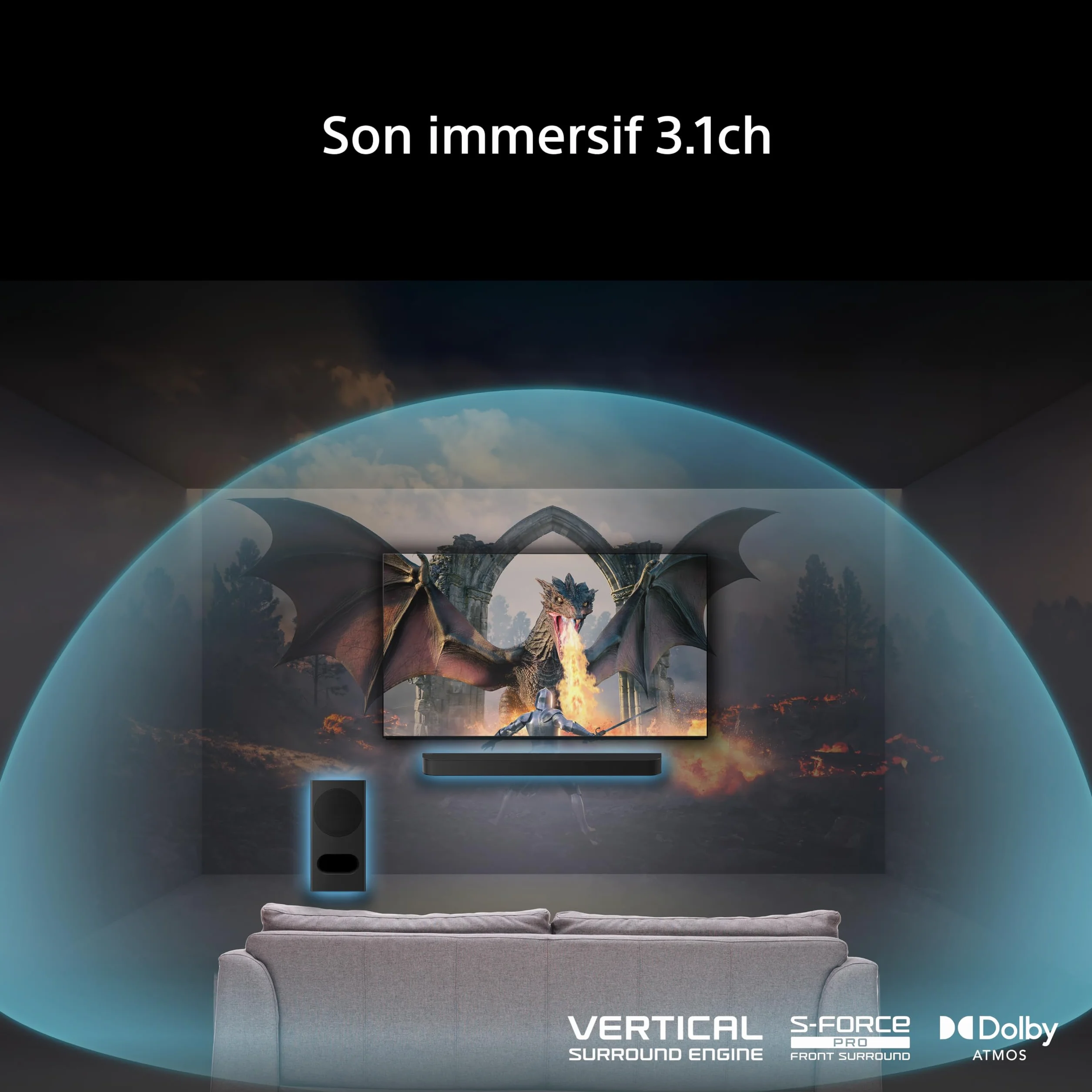 Sony BRAVIA Theatre Bar 5 Barre de Son 3.1 canaux Dolby Atmos DTS:X Bluetooth