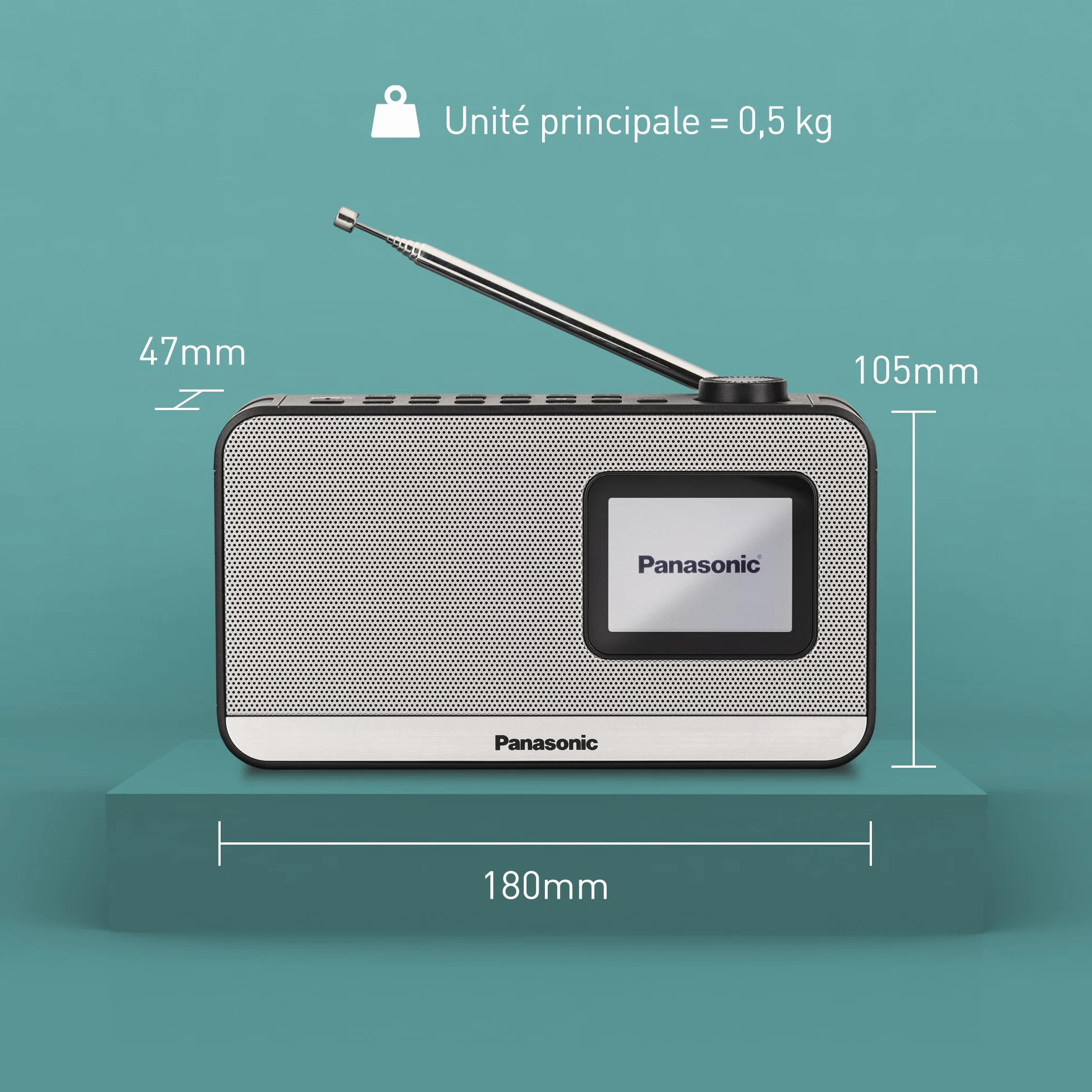Panasonic RF-D15EG-K, Radio Numérique Portable Dab+/FM, Bluetooth, Écran LCD TFT 2,4", Haut-Parleur 3W 5cm, 4 Boutons de Présélection, Alimentation Piles et Secteur, Veille, Alarme, Horloge, Noir.