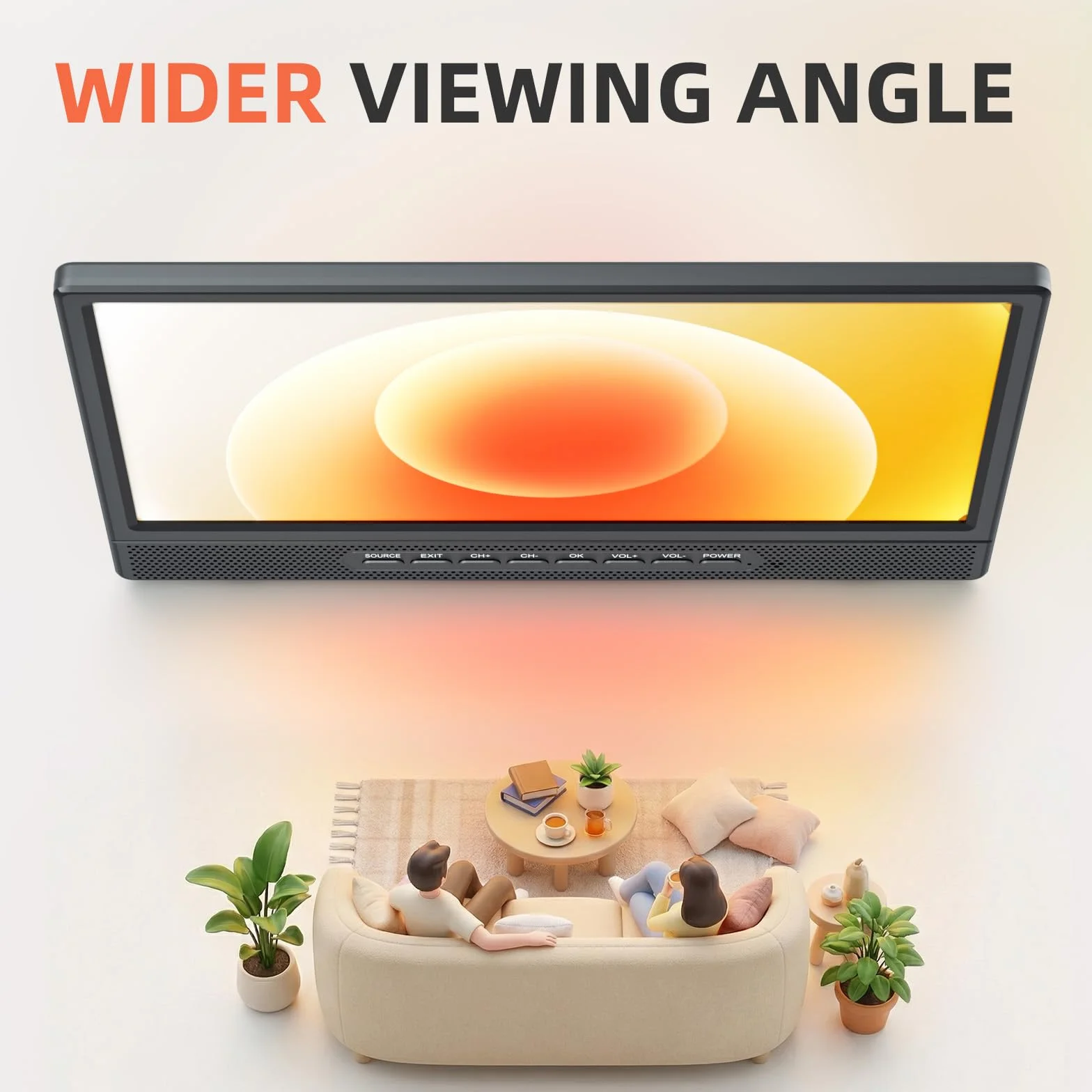 Desobry Télévision Portable 12 Pouces Smart TV Android DVB-T2 HDMI USB AV Casque Pied Rotatif 180°