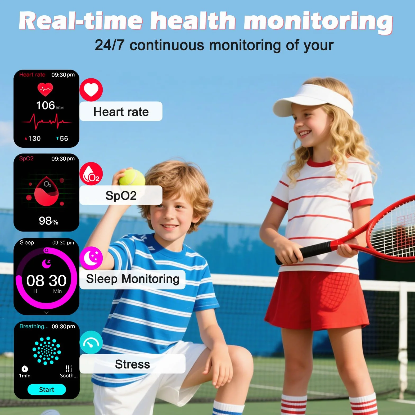 Fitness Tracker Montre Connectée Enfant, 1,83" HD Montre Intelligente pour Garçon Fille IP68 Étanche avec 120+ Mode de Sport Cardiofrequencemètre Podomètre Réveil Jeux pour Ados 4-16 Ans Cadeau, Rose