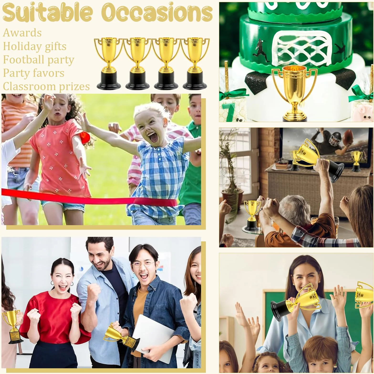 Coupe Trophée Enfant Mini Trophées Plastique Dorée Sport Tasses Jeunesse 8 Pièces