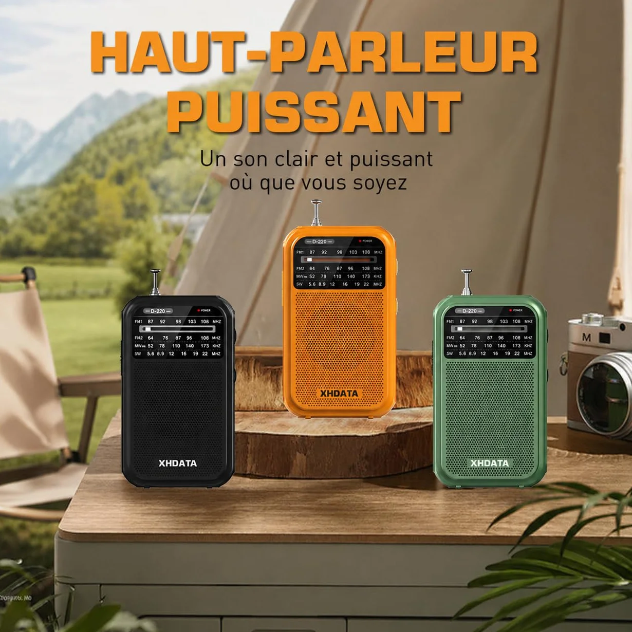 XHDATA D220 Radio Portable FM/AM/SW, Mini Radio à Piles Survie (AA) avec Réception Haute Performance, TransistorRadio pour Cadeau, Famille, Séniors(Vert)