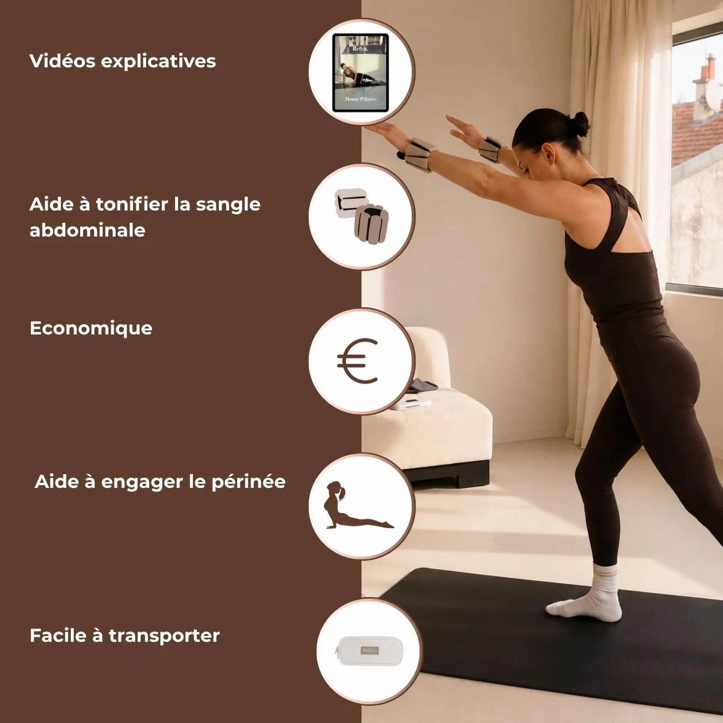Kit Pilates Maison avec Poids Chevilles, Anneau, Bandes Résistance, Ballon, Cercle - Fitness, Yoga, Musculation