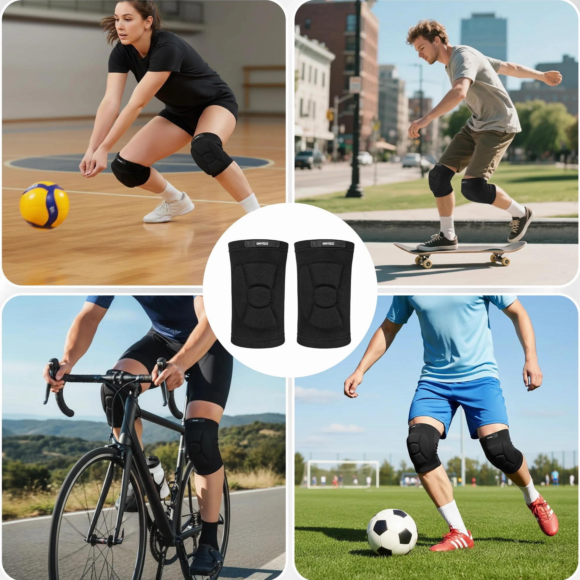 ONTYZZ Genouillere Volley Ball Respirantes Bandage Genou Extensible Doux pour Handball Danse