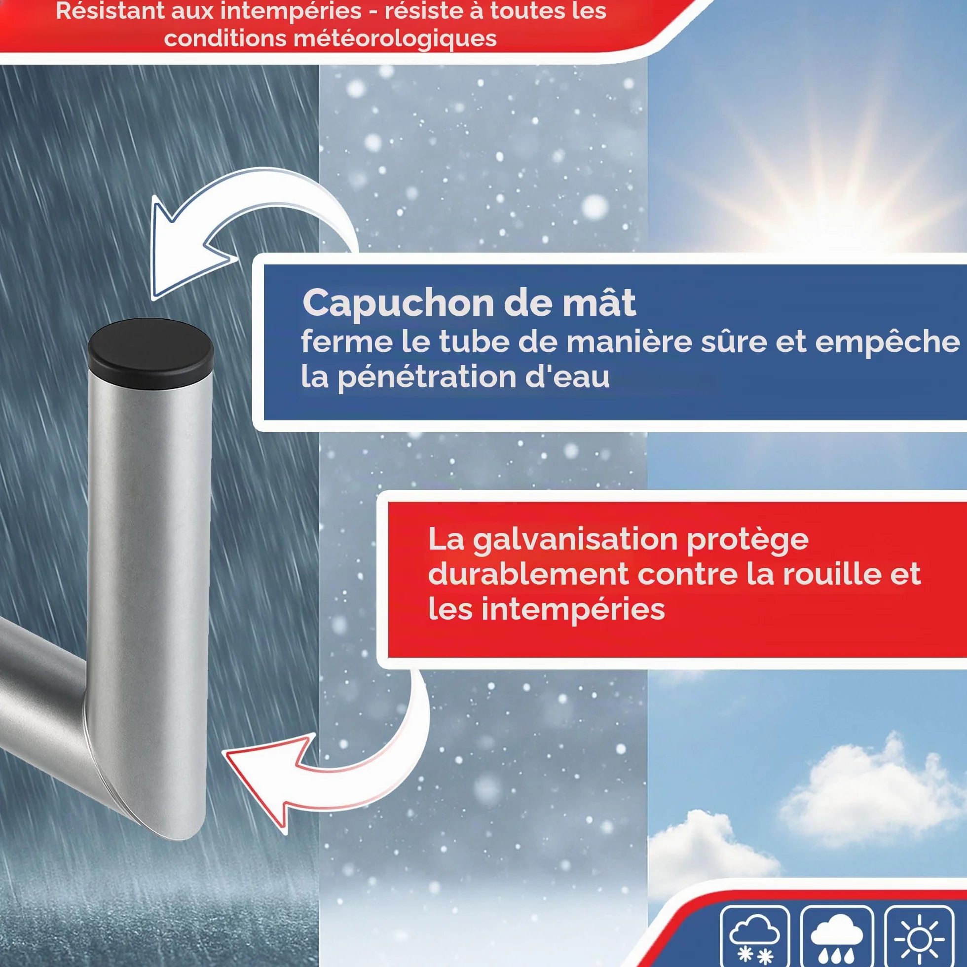 PremiumX 10-15 cm Support mural d'angle en acier galvanisé pour antenne satellite, parabole parabolique Montage mural Distance au mur 100-150 mm Ø 48 mm
