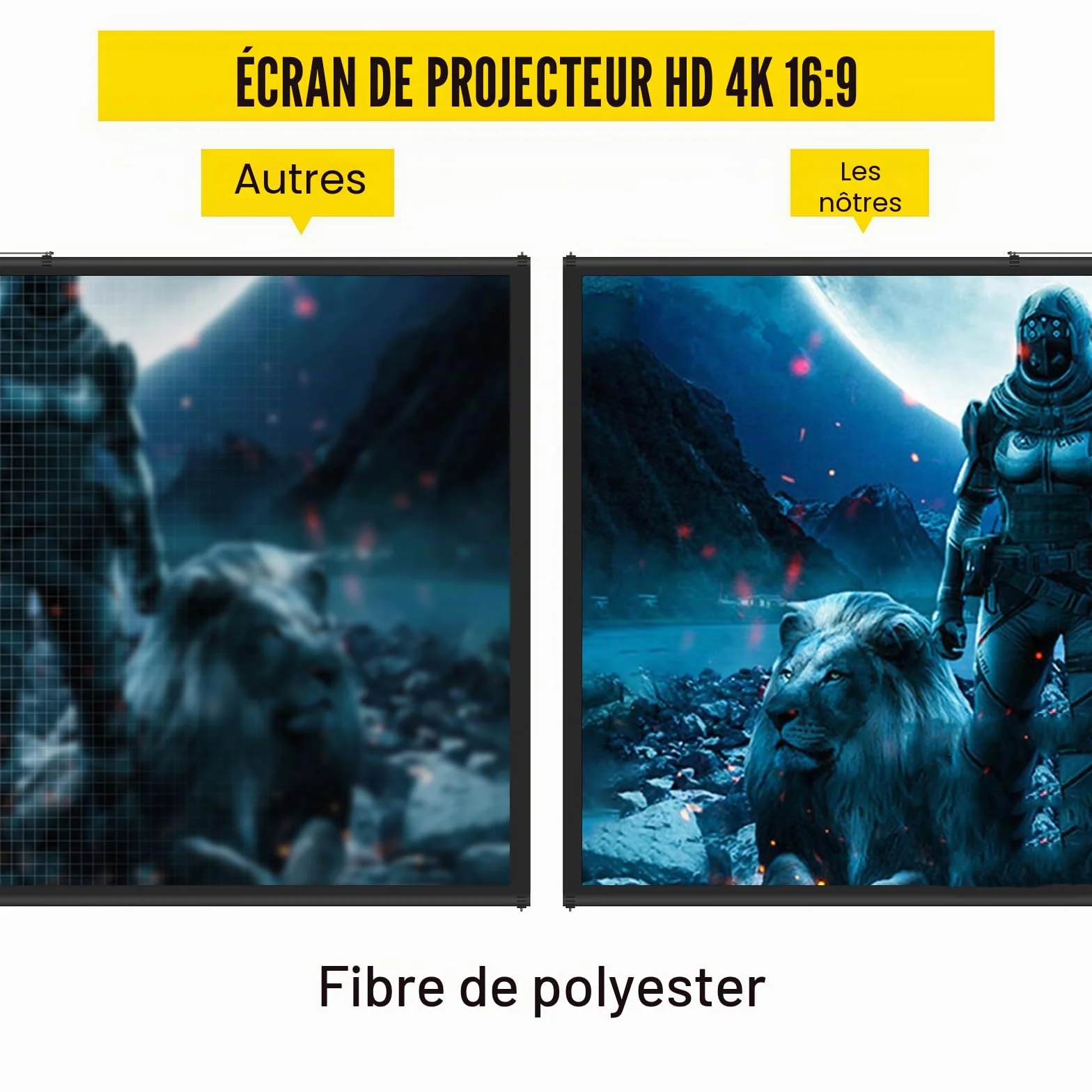 VEVOR Écran de Projection 110 Pouces 4K HD 16:9 Trépied Réglable 244x137 cm Infroissable Blanc/Noir