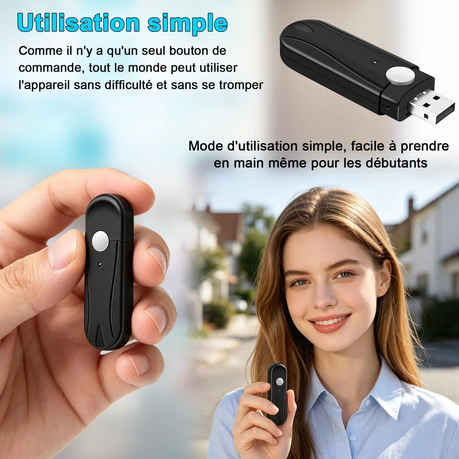 Caméra Espion,Mini Camera Cachée sans Fil Clé USB,Mciro HD 1080P Caméra de Surveillance avec Détection de Mouvement aux pour Réunions et à Une Utilisation en Activités en Plein air