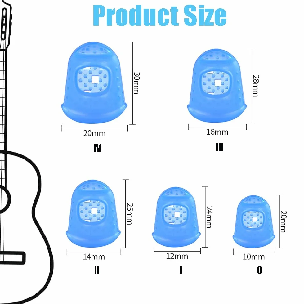 Protège Doigt Guitare - 30PCS Antidérapants 5 Tailles pour Débutants Guitare Ukulélé