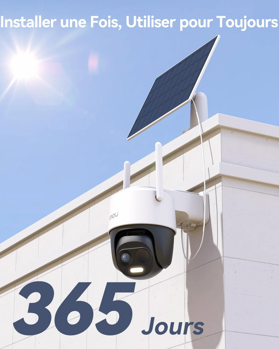 Imou 2K Caméra Surveillance WiFi Exterieure sans Fil Solaire 5000mAh 360° PTZ 2.4GHz IP65