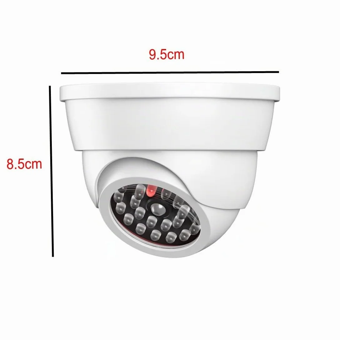 JZK Lot de 2 Fausses caméras de Surveillance dôme avec LED Clignotantes pour la sécurité de la Maison, Blanc