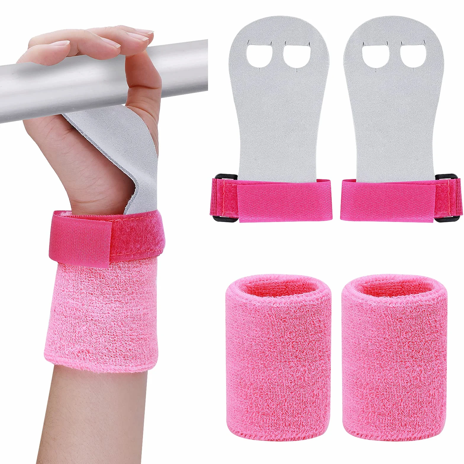 Abeillo Gants de préhension en cuir pour enfants, entraînement croisé, gymnastique, poignées de traction, bandages de poignet, ensemble fitness