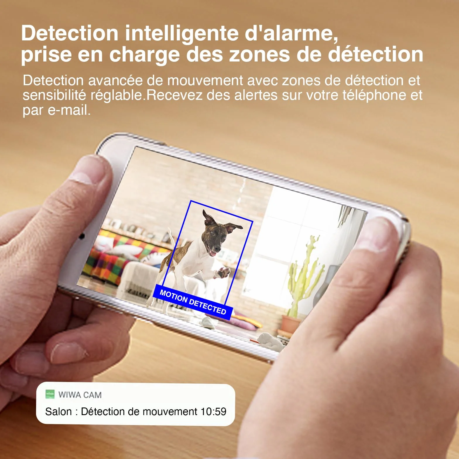WIWACAM MW12 Caméra WiFi 4K Ultra HD, Emplacement pour Carte SD, Camera de Surveillance Interieur, détection de Mouvement Intelligente, Alarme sur téléphone Portable, Alarme par e-Mail
