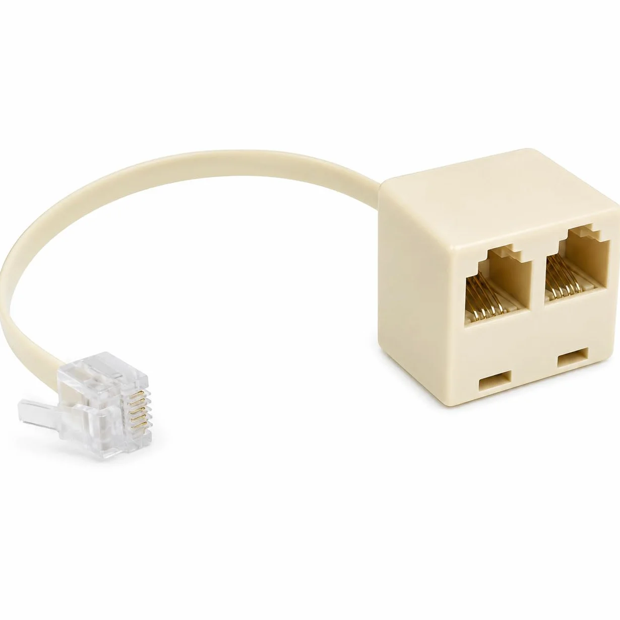CABLEPELADO Répartiteur de téléphone 6P4C RJ11 mâle vers double RJ11 | Adaptateur avec câble - Beige