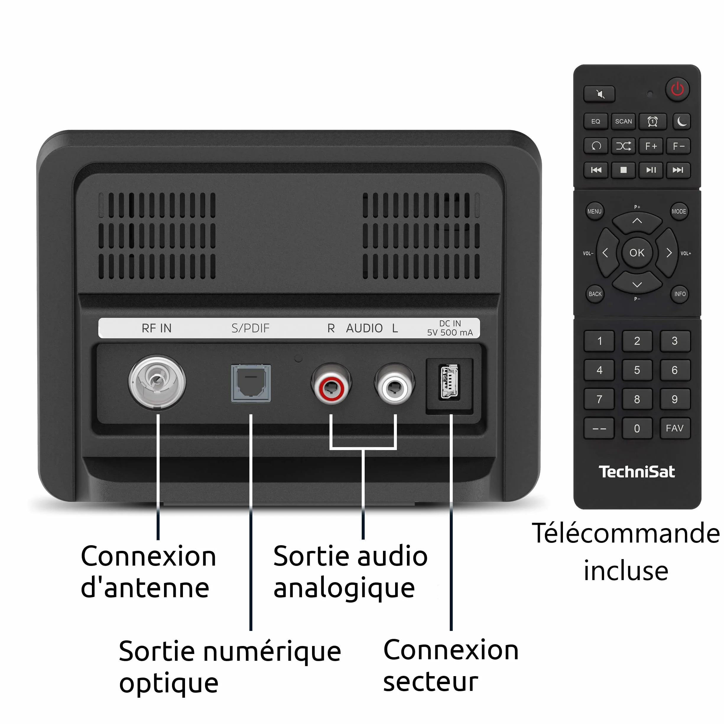 TechniSat DIGITRADIO 10 IR Adaptateur Radio Internet DAB+ WLAN Bluetooth Noir Argent