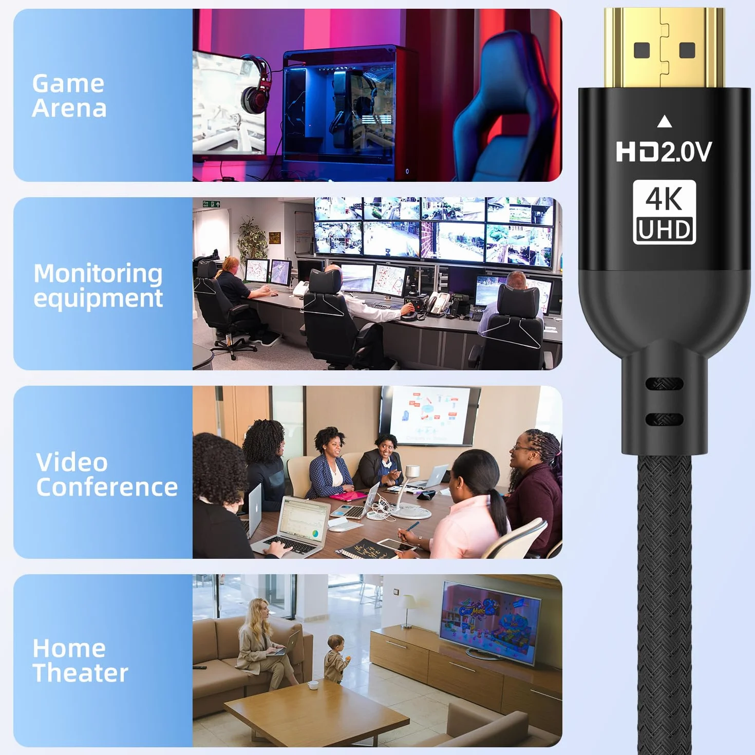Diyanisly Câble HDMI 4K 15M, Câble HDMI 2.1 Haute Vitesse, Tressé, Prend en Charge 4K@60Hz 2K@120Hz, HDR HD TV Moniteur Ordinateur Portable Xbox PS4 PS5,etc.HD