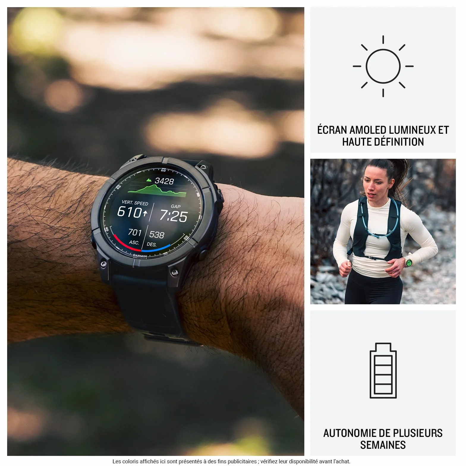 Garmin fēnix® E - Montre GPS Multisports AMOLED – Acier Gray avec Bracelet Noir