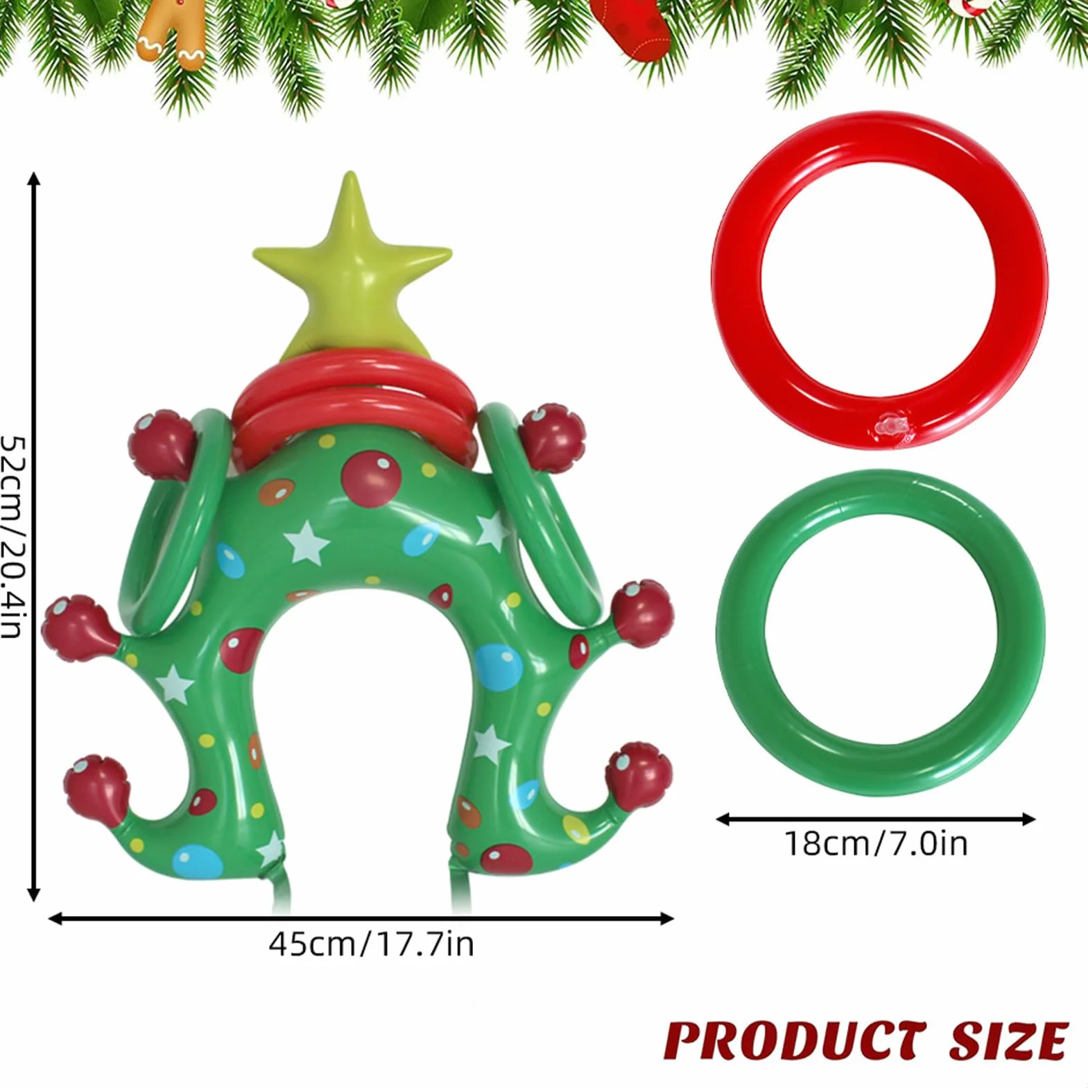 Jeu De Lancer D'anneaux De Noël Gonflable | Jeu de Chapeaux pour Arbre Festif