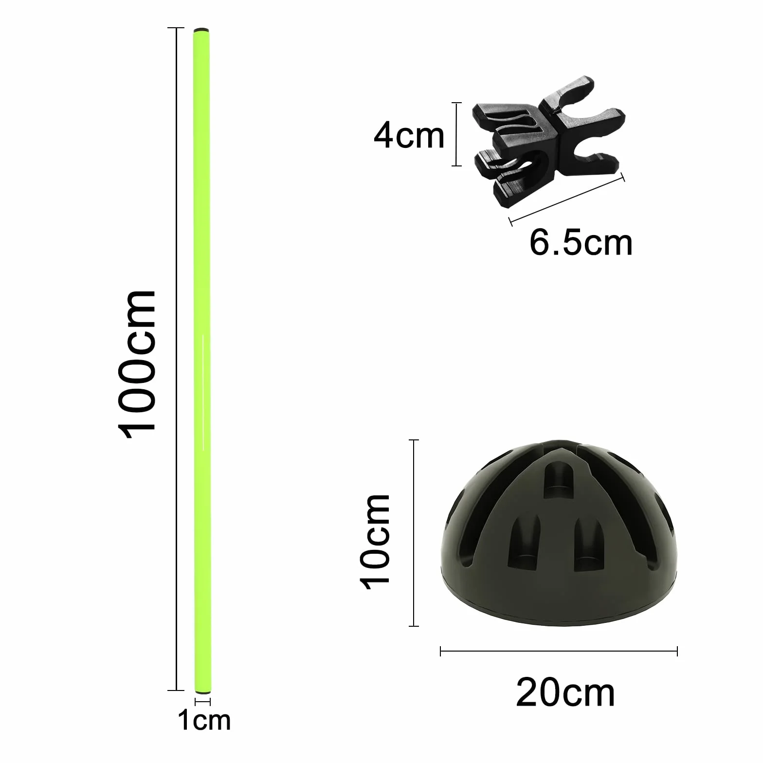 YRHome Kit de barres de saut d'entraînement d'agilité 15x100 cm 10 pieds X 10 clips verts