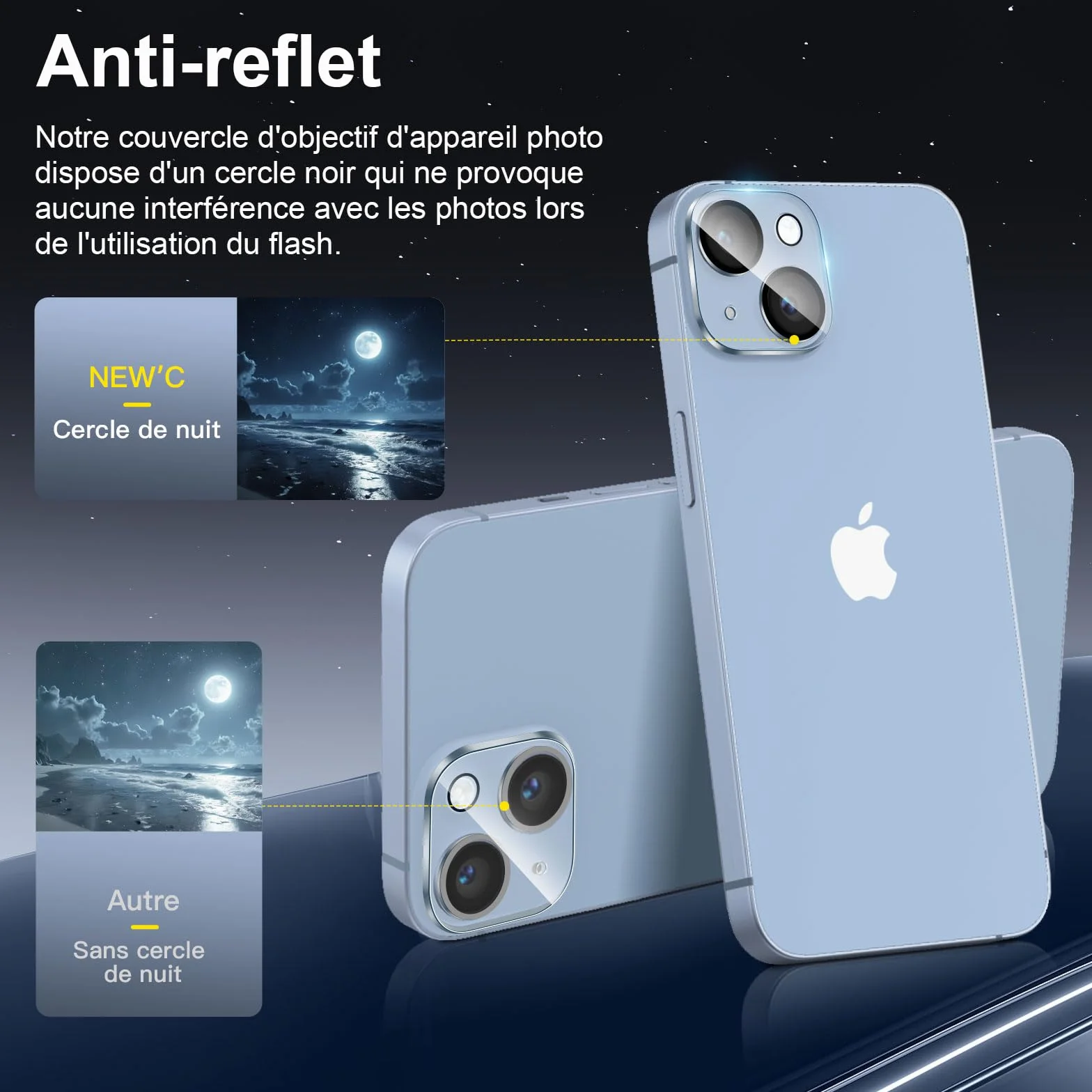 NEW'C Kit de 4, 2 x Verre Trempé Anti-Espion pour iPhone 14 (6,1 Pouces) et 2 x Protection Caméra Arrière - Ultra Résistant - Dureté 9H Glass- Angle de Confidentialité 28 Degrés Amélioré