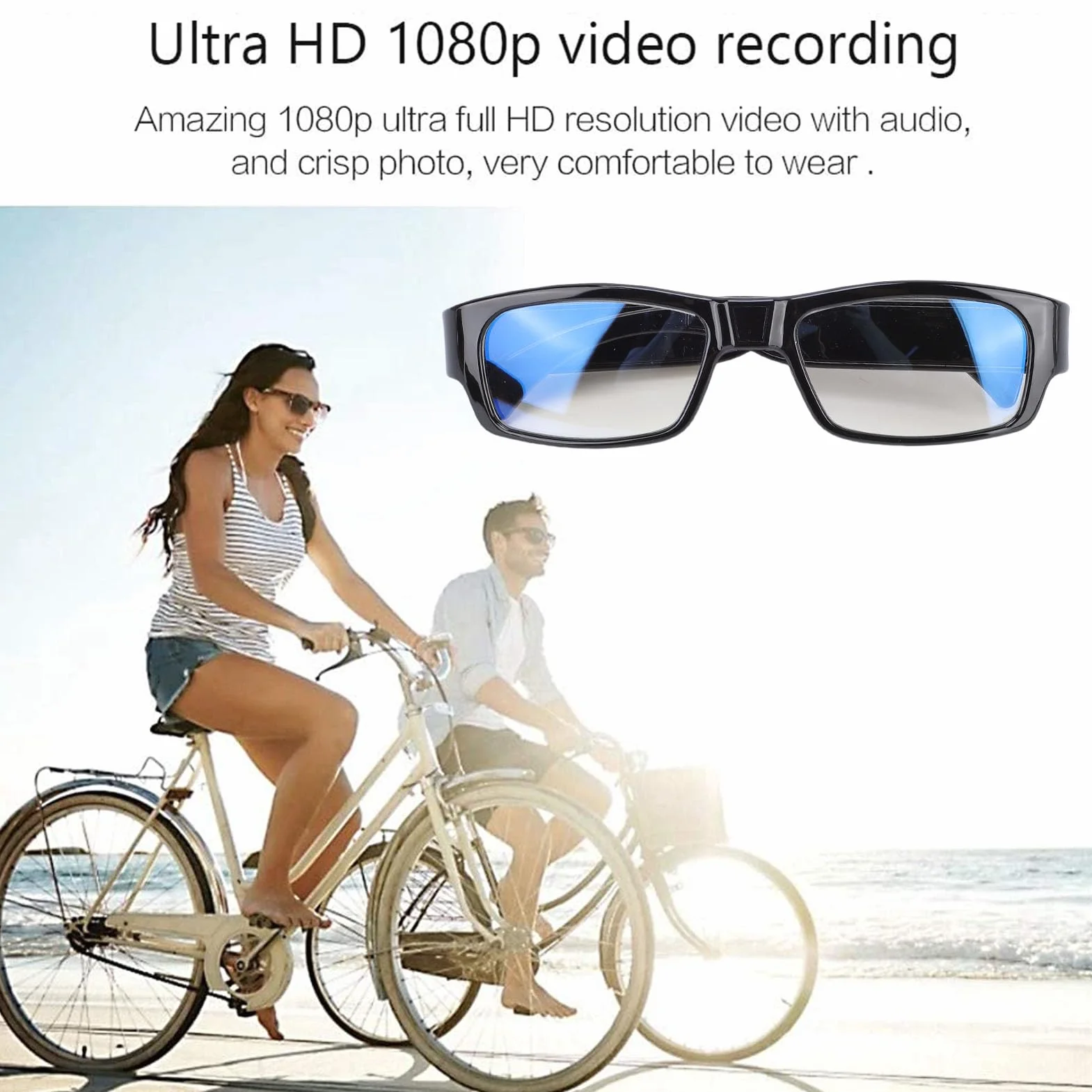 CCYLEZ Lunettes de Caméra, Enregistrement Vidéo HD 1080P avec Objectif Grand Angle et Stabilisation électronique, pour Le Cyclisme, Les Activités de Plein Air, L'enregistrement Vidéo