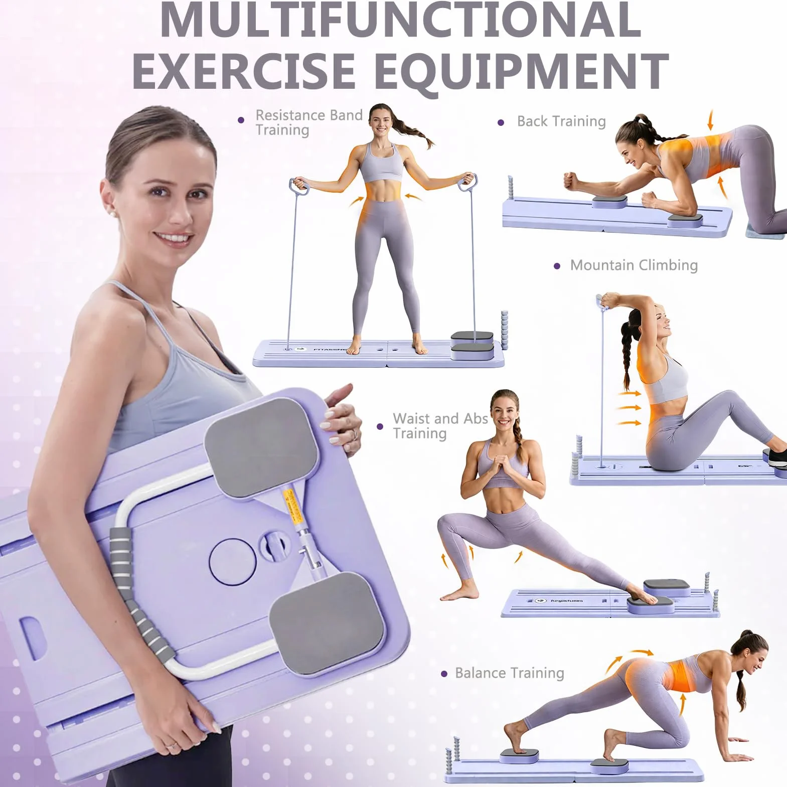 Pilates Reformer Board Multifonctionnel pour Entraînement Complet du Corps à Domicile