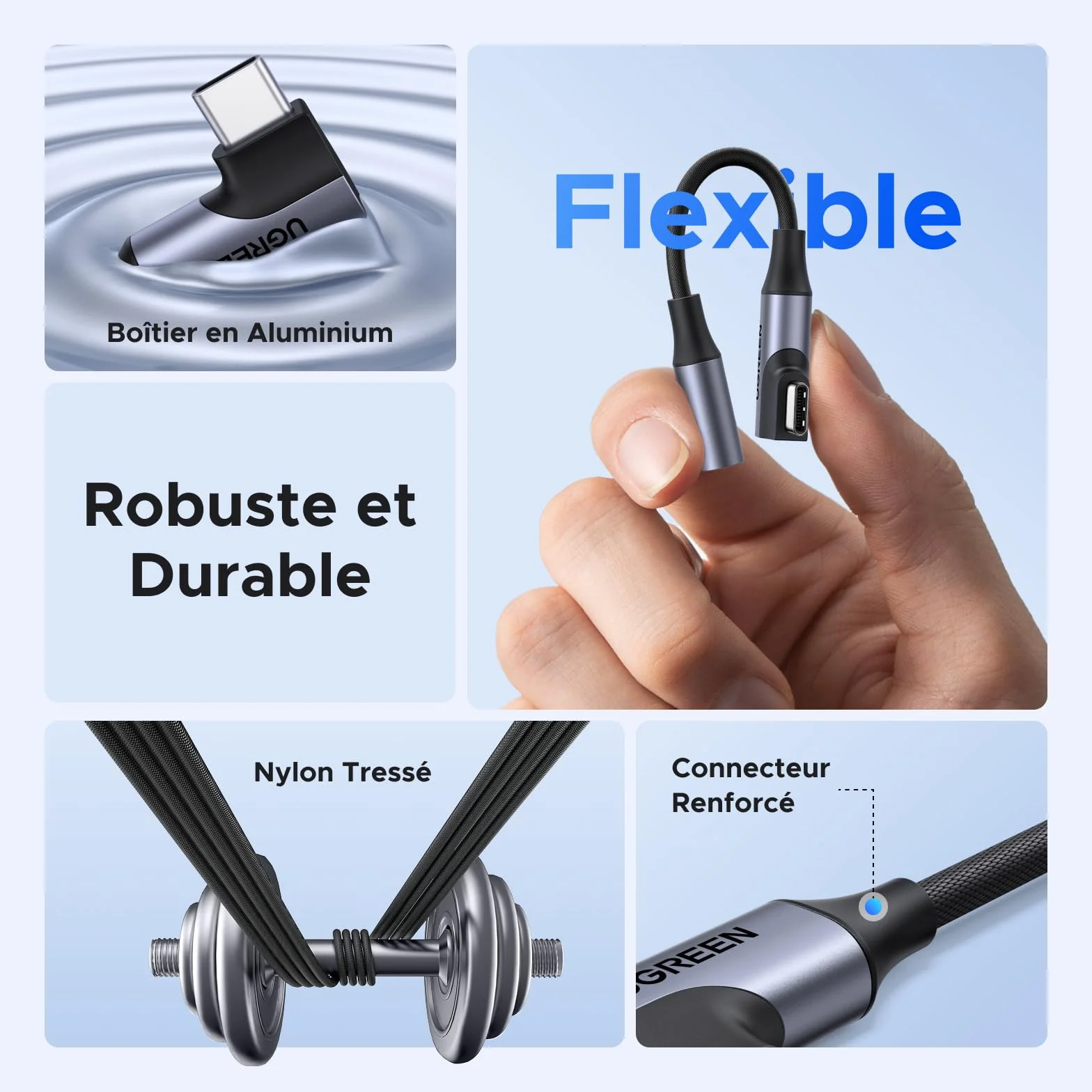 UGREEN Adaptateur USB-C vers Jack Audio 3,5 mm à Angle Droit 90 Dépenser avec Puce DAC, Compatible avec iPhone 17/17 Air/17 Pro/17 Pro Max, Série Galaxy S25, iPad, Mac