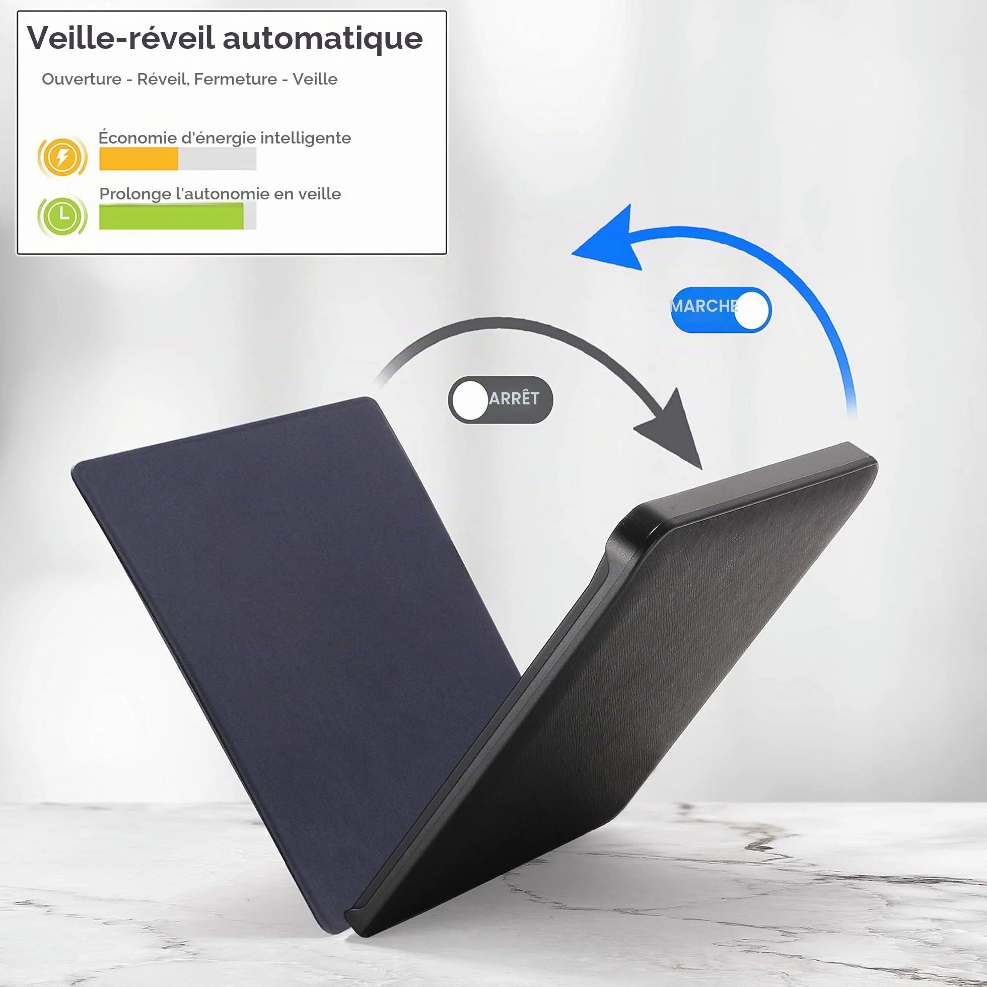 Forefront Cases Étui pour Kobo Aura H2O Edition 1 (Modèle: 2014) - Mince et Léger, Fonction Automatique Veille/Réveil Intelligente Étui, Coque de Protection pour Kobo Aura H2O Edition 1 - Noir