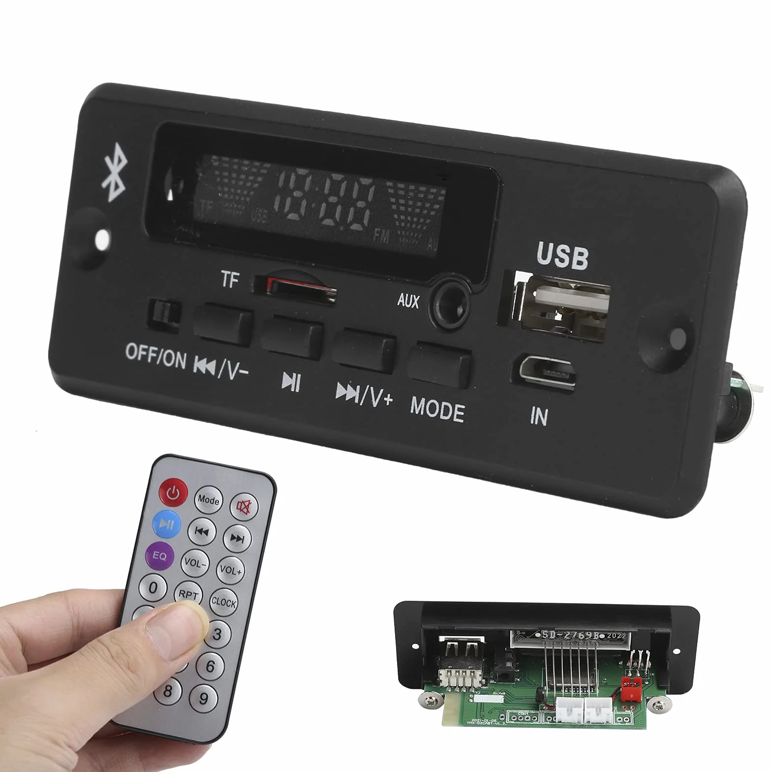 Carte Décodeur MP3 5.0 Contrôle Application Appel Mains Libres USB/SD Automobile Entrée AUX Radio FM Alimentation 3,5AUX