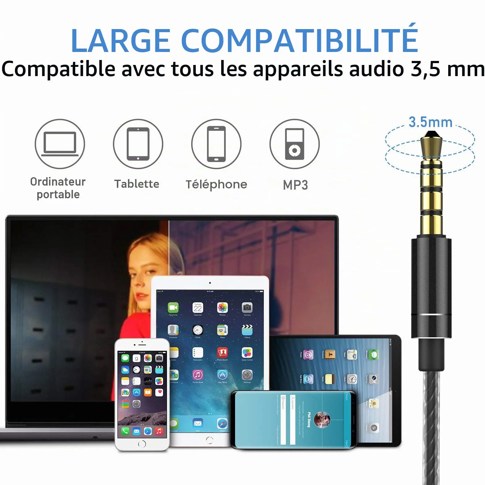 Blukar Écouteurs Intra-Auriculaires avec Microphone et câble Confortable réduction du Bruit Son stéréo contrôle du Volume pour Galaxy et Tous Les appareils de Casque de 3,5