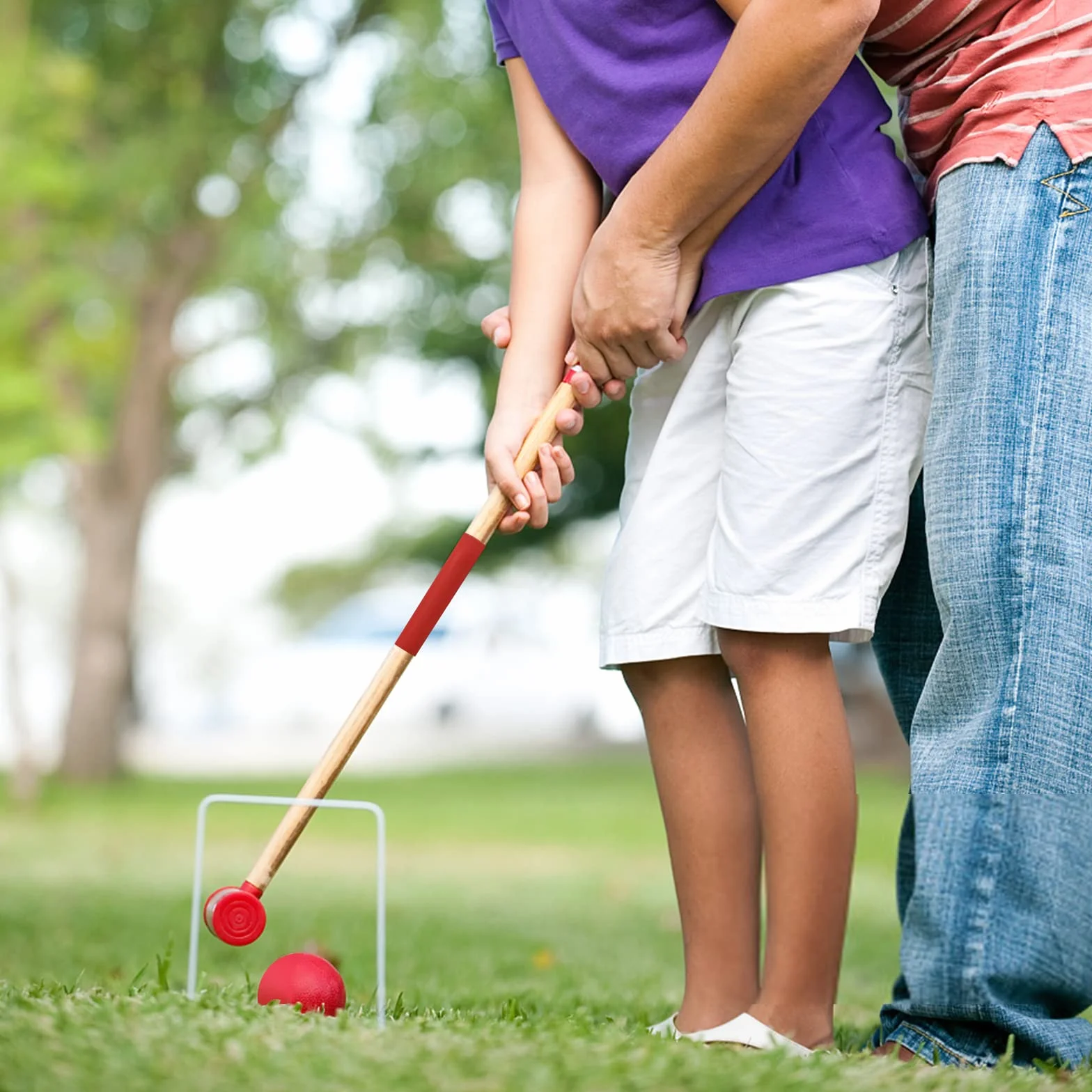 YRHome Ensemble de croquet de plein air en bois pour 4 joueurs - Jeu traditionnel avec piquets, cibles et balles