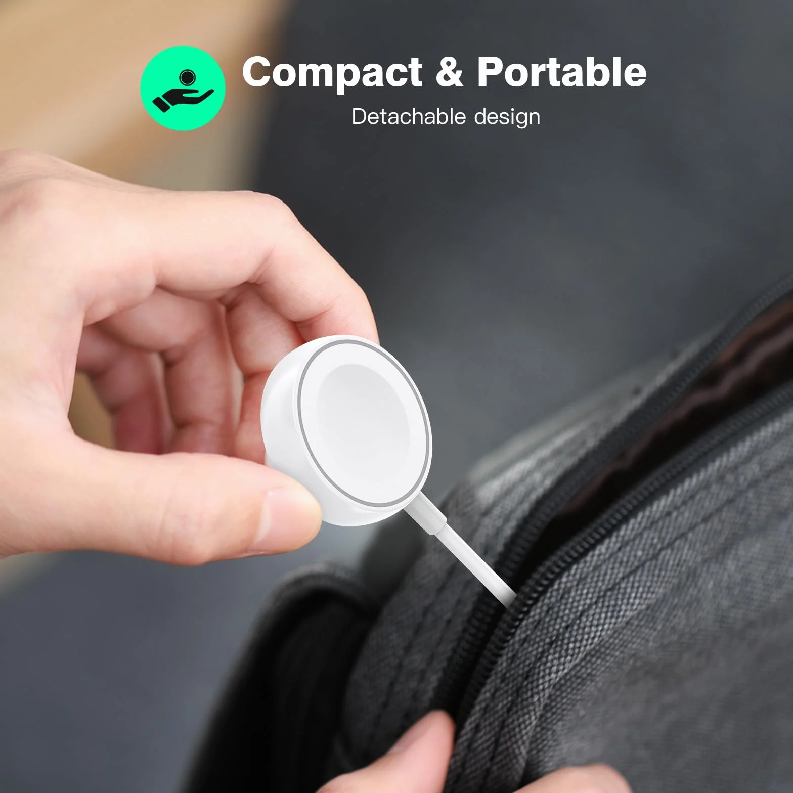 Chargeur Magnétique pour Apple Watch Series 11/10/9/8/7/6/5/4/3/SE/Ultra, Station de Chargement Rapide, Interface USB, Câble de Charge Magnétique sans Fil de 1m- Blanc